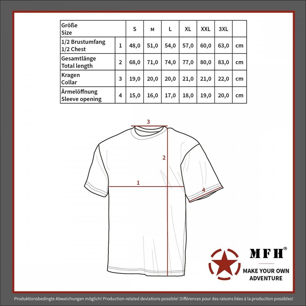 T-Shirt, Streetstyle, g/m² Rundhals schwarz, US MFH 140-145 T-Shirt M verstärkter (1-tlg) - MFH