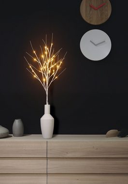 BONETTI LED Baum Weihnachtsdeko, LED fest integriert, Warmweiß, 3 Beleuchtete Deko-Sträucher in Birkenoptik, Höhe je 80 cm