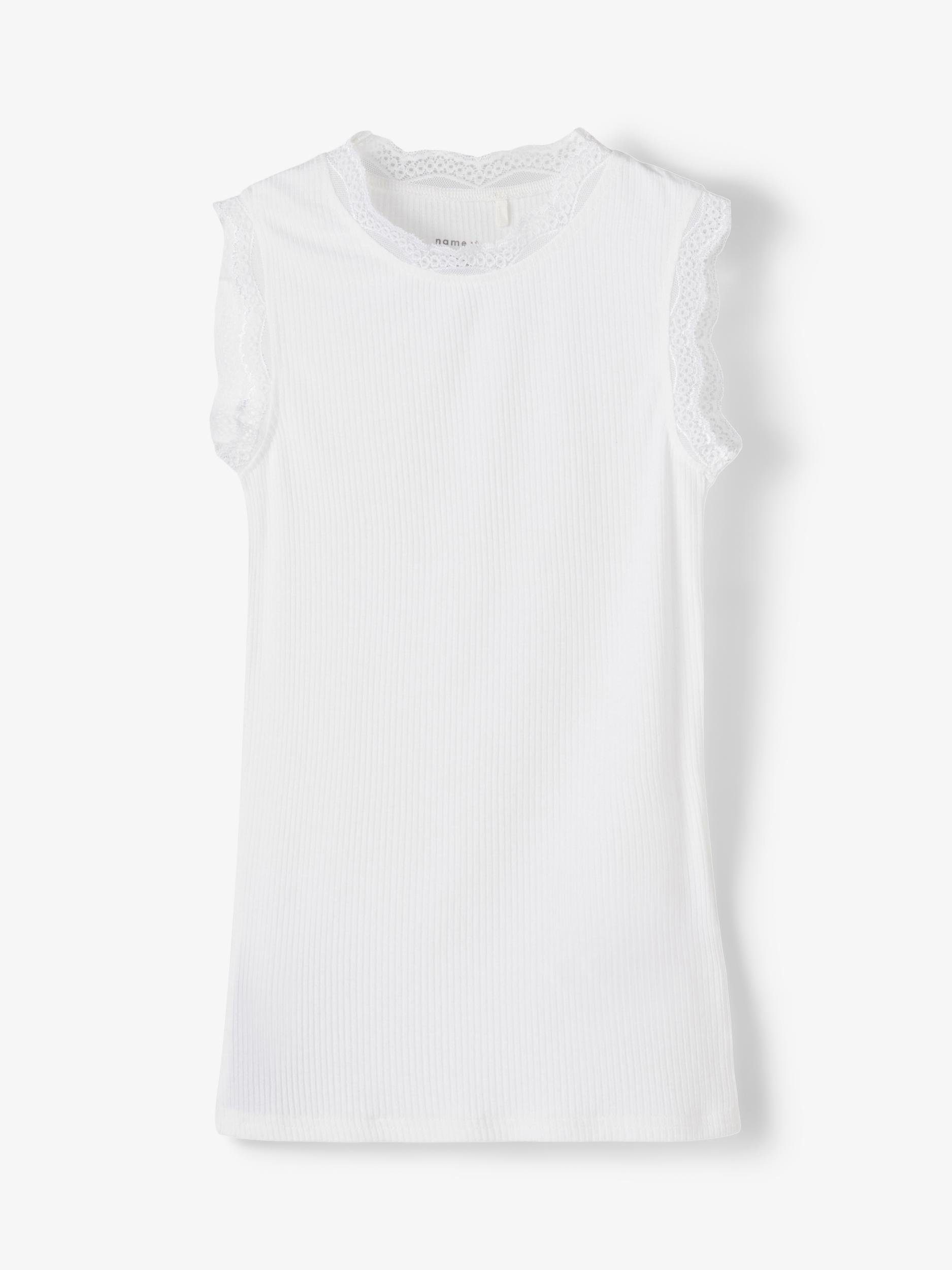 Name It Name mit Spitzenverzierung Bright Mädchen White Tanktop T-Shirt It (1-tlg)
