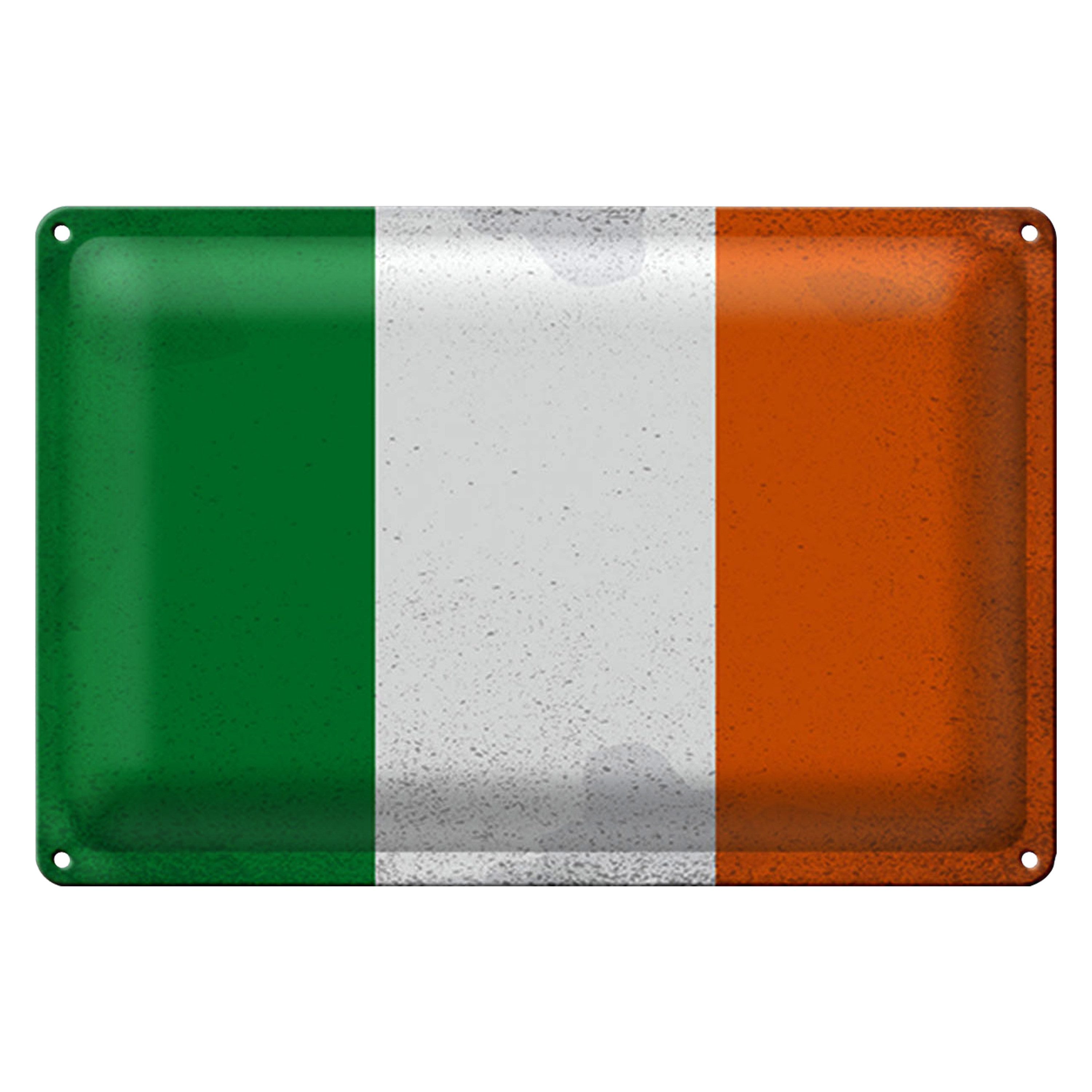 Roomando Metallschild Flagge Irland 40x30cm Flag of Ireland Vintage