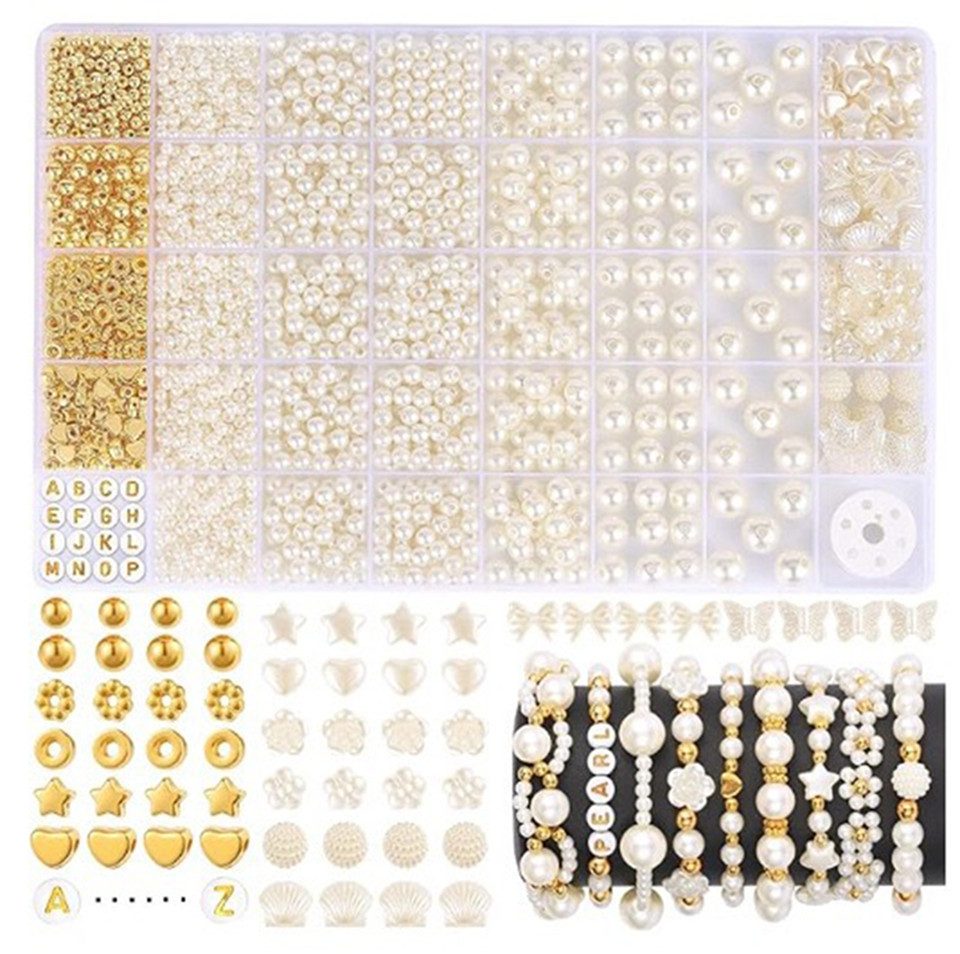 CLTYQ Ketten und Armband Set 1860 Stück DIY Perlen Set für Armbänder - Edelstein Perlen (Kreatives Schmuckset für Kinder, Mädchen (Halskette, Ohrringe), Perlen für Armbänder, Armbänder Selber Machen kinder für DIY