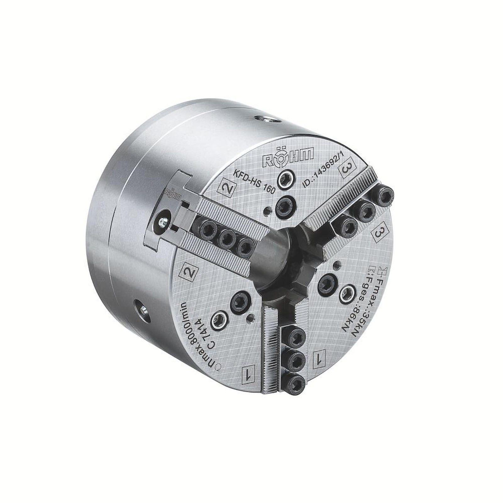 Röhm Dreibacken-Futter Röhm Kraftspannfutter KFD-HS 200, 3-Backen, Spitzverzahnung 90°, ISO 7