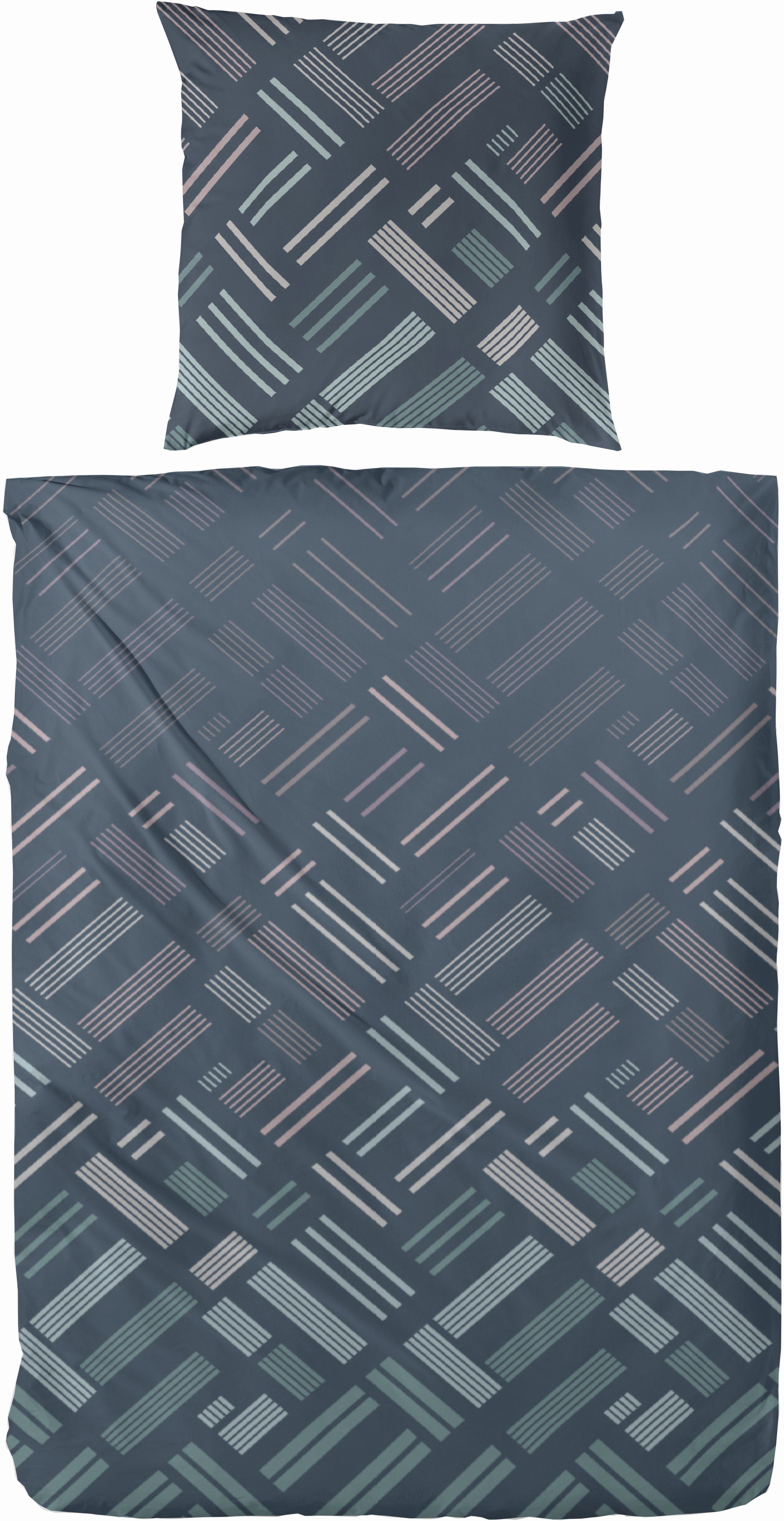 Primera Bettwäsche Satin Bettwäsche "Retro", Mako-Satin, 2 teilig, Mit Kindheitserinernden Tetris strukturen