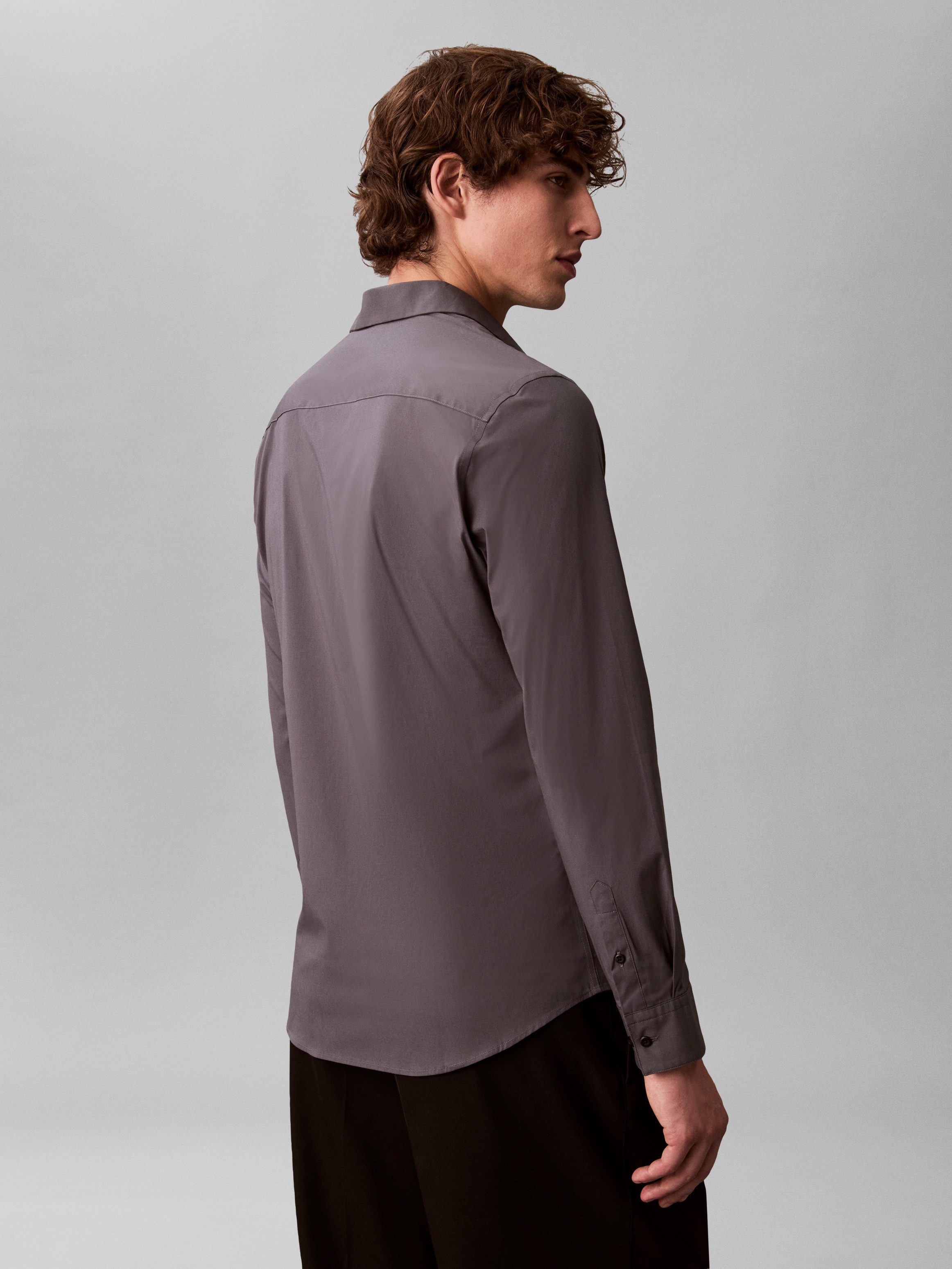 Calvin Klein Langarmhemd slim fit, in Unifarbe günstig online kaufen