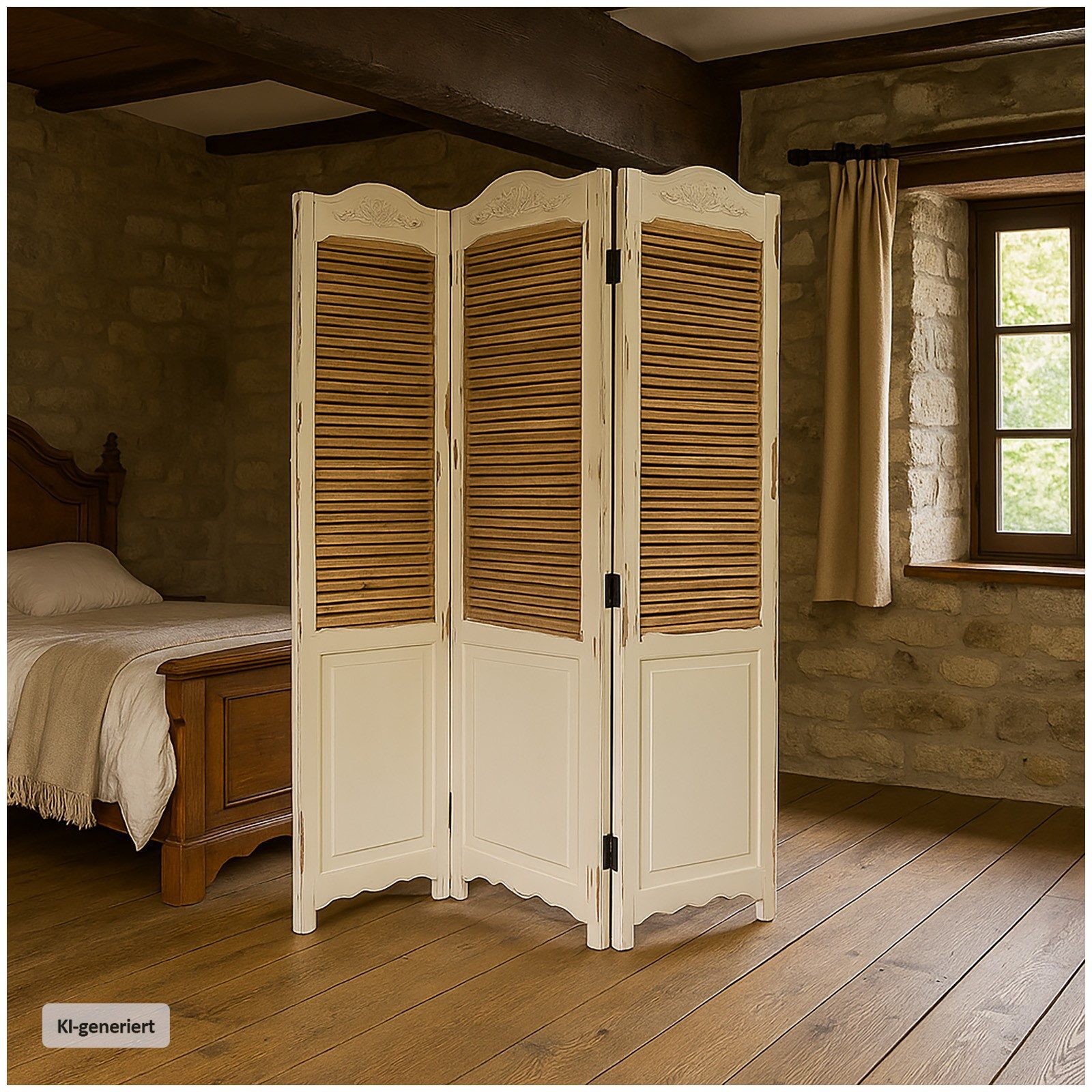 HTI-Living Paravent Paravent 3-teilig im Shabby Chic (Stück, 1 St., 1 Paravent ohne Dekoration), Sichtschutz Raumteiler