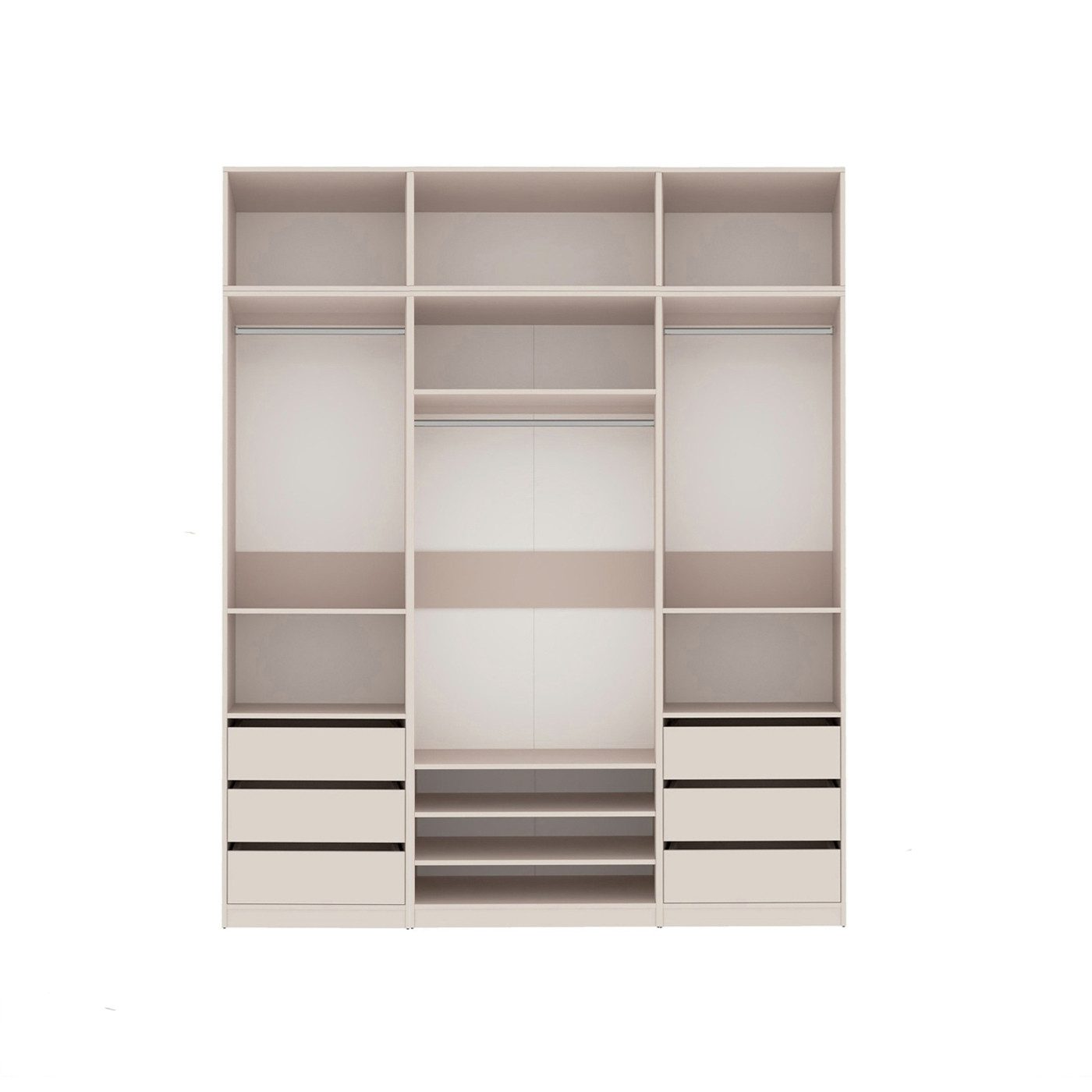 Marmex Möbel Garderobenschrank TRES SET T/N Modulschrank Ankleidezimmer 200 x 246 x 51 (6-St) 6 Schubladen, Einbauschrank, begehbarer Kleiderschrank