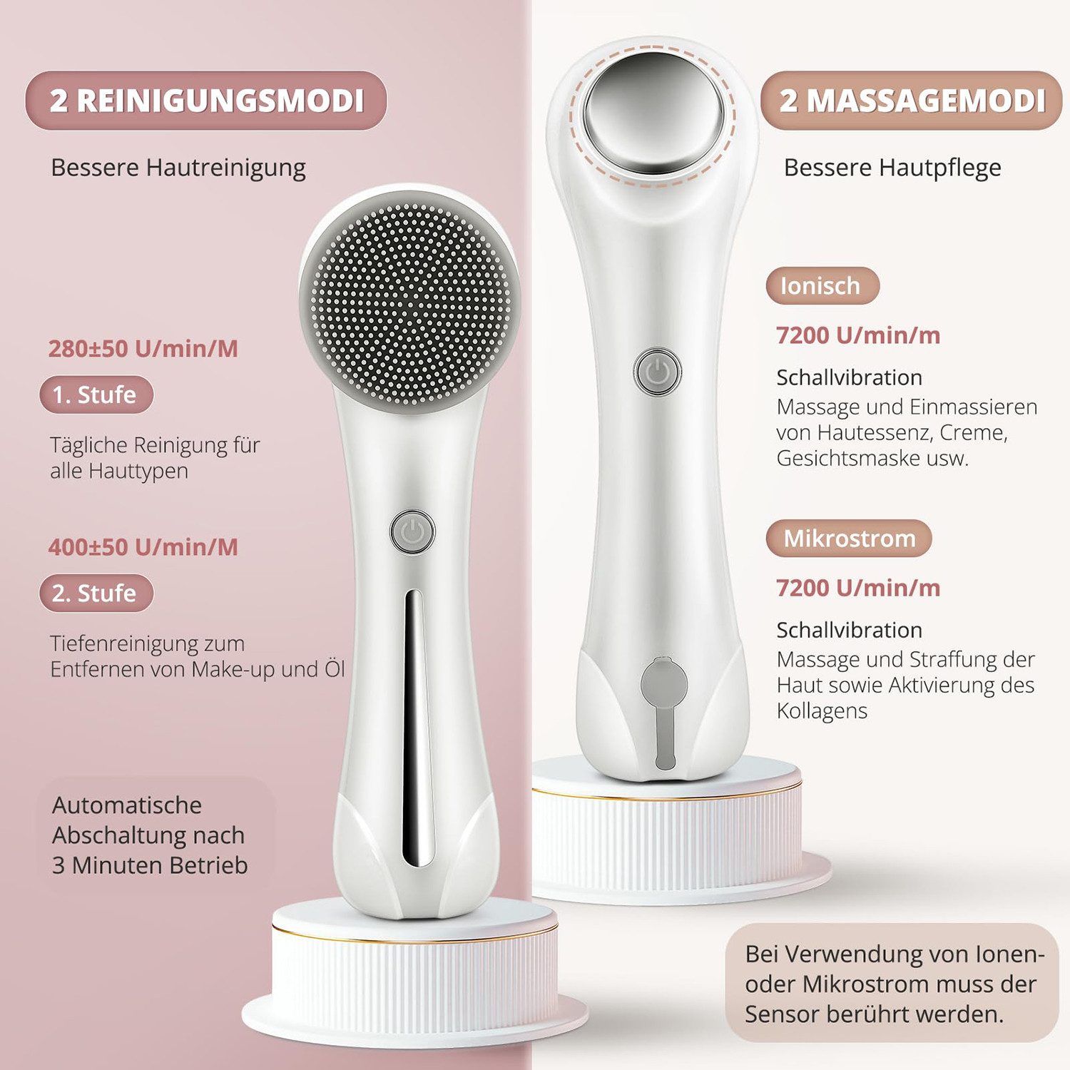 Fyrove Gesichtsbürstenaufsatz Elektrische Gesichtsreinigungsbürste, Geräte zur Gesichtsreinigung, Elektrische Reinigungsbürste Gesicht Mitesser, Peeling und Massage