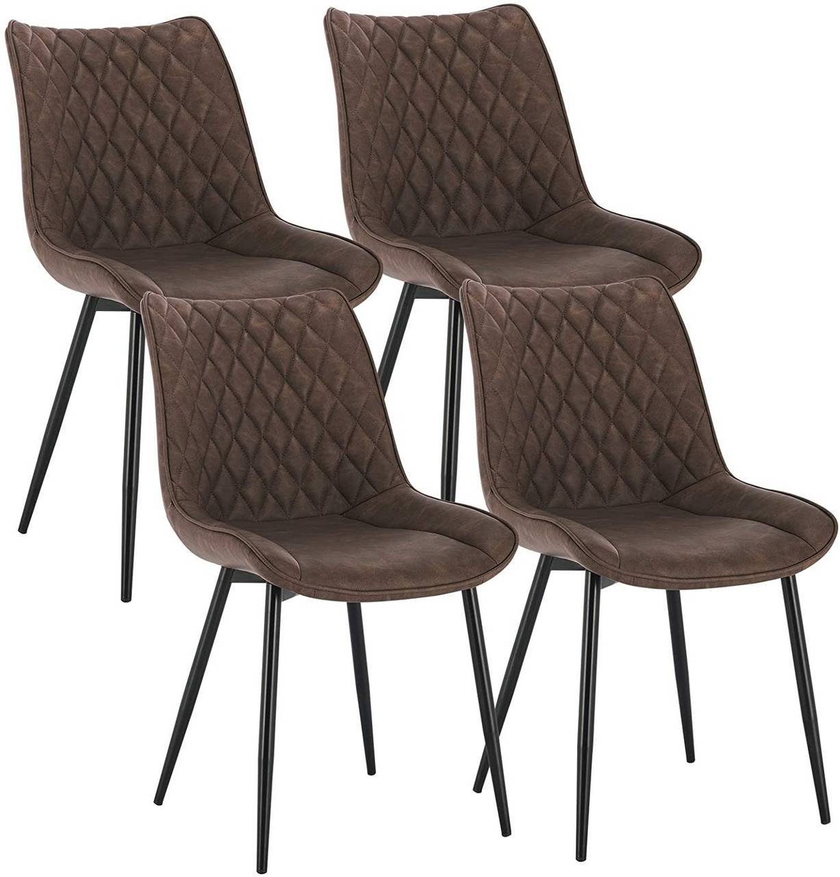 Woltu Esszimmerstuhl (4 St), Polsterstuhl Sessel mit Rückenlehne, Metallbeine