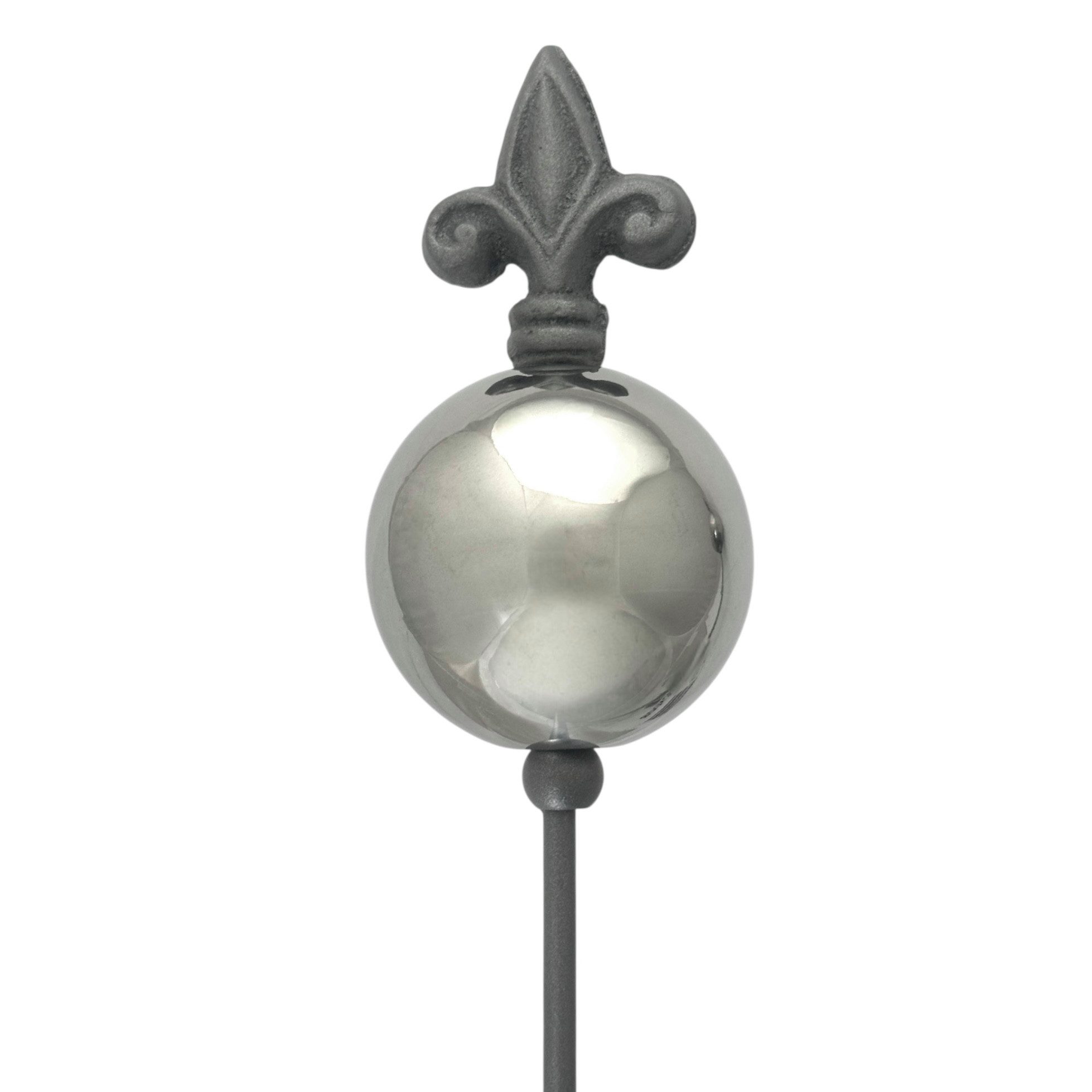 naninoa GmbH Gartenstecker Metallstecker franz. Lilie mit Edelstahlkugel. Gartenstecker 80cm