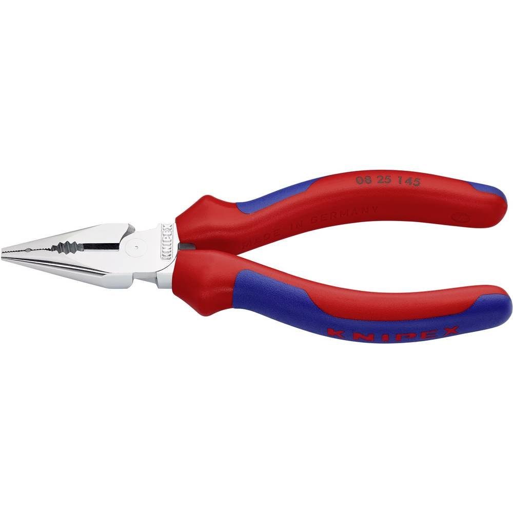Knipex Kombizange Spitzkombizange verchromt mit Mehrkomponenten-Hüllen 145 mm 08 25 145, mit Facette