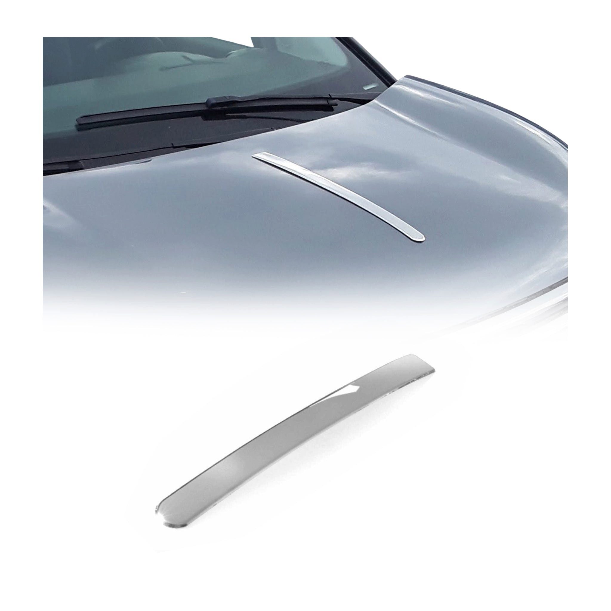 OMAC Zierleisten-Aufkleber Motorhaube Chromleiste für VW Jetta 2005-2021 Silber 1x, (1tlg), Langlebig,Einfache Reinigung,Einfache Installation,Rostbeständig