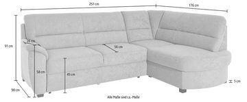 sit&more Ecksofa Pandora L-Form, wahlweise mit Bettfunktion und Bettkasten