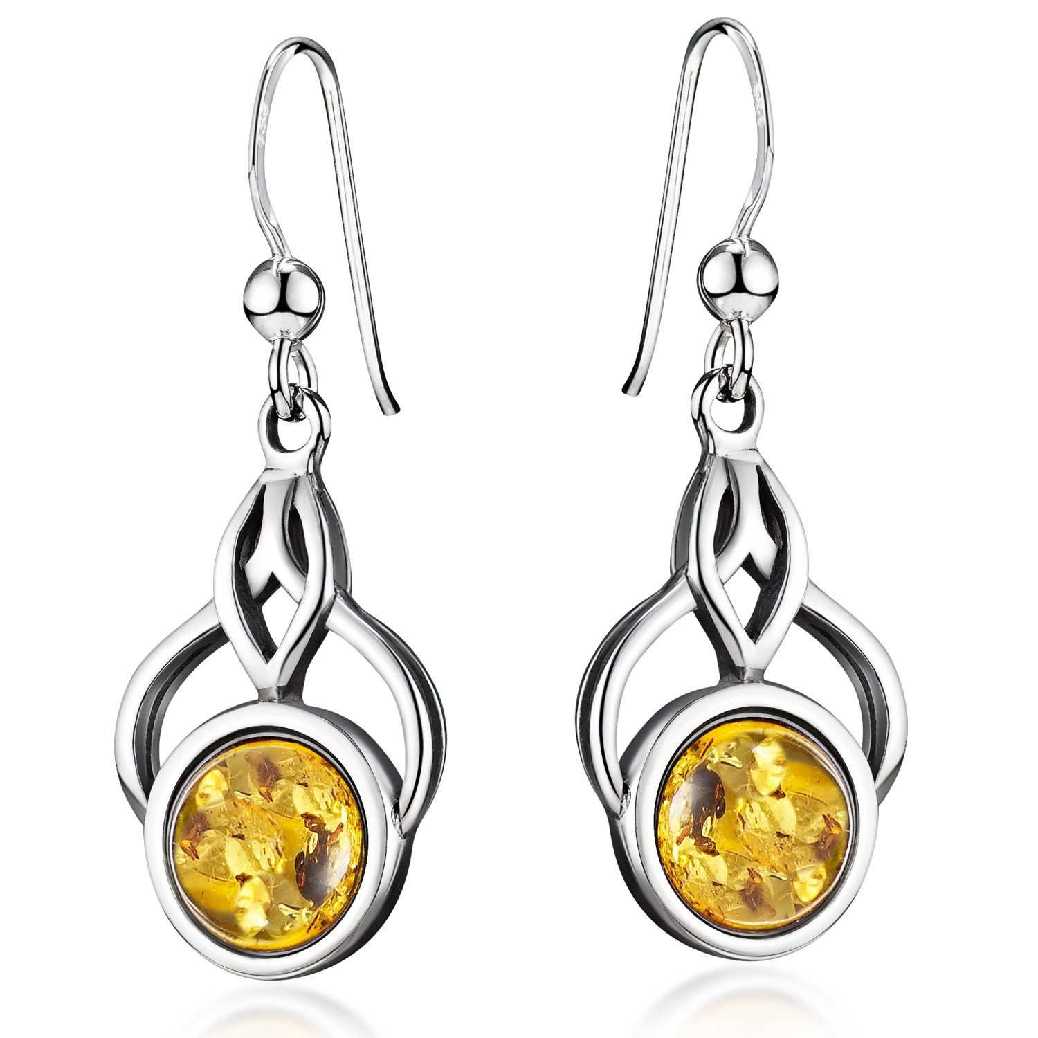 Materia Paar Ohrhänger Bernstein Rund Orange SO-474, 925 Sterling Silber günstig online kaufen