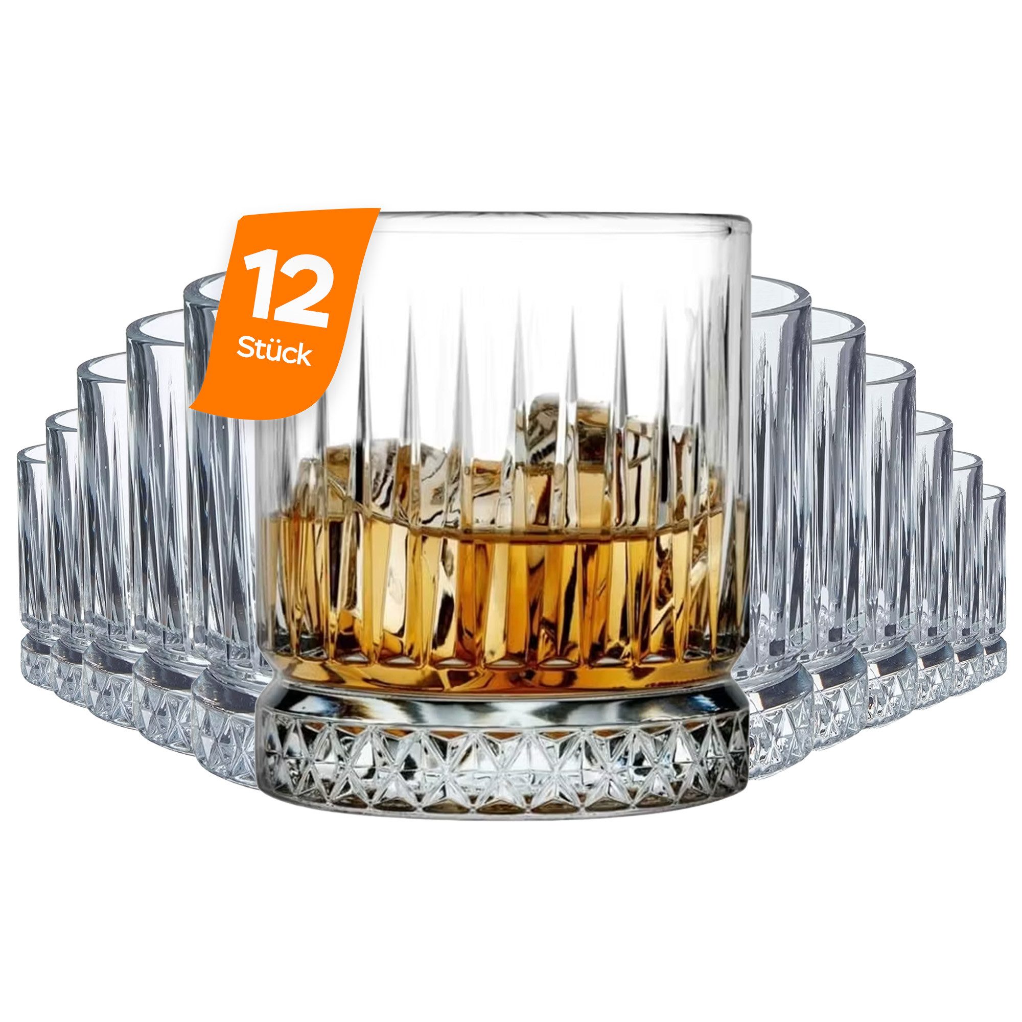 Pasabahce Gläser-Set Elysia Whiskeyglas, 6-tlg., Glas, 12er Set, 210ml, ideal für Whisky, Bourbon oder Cocktails