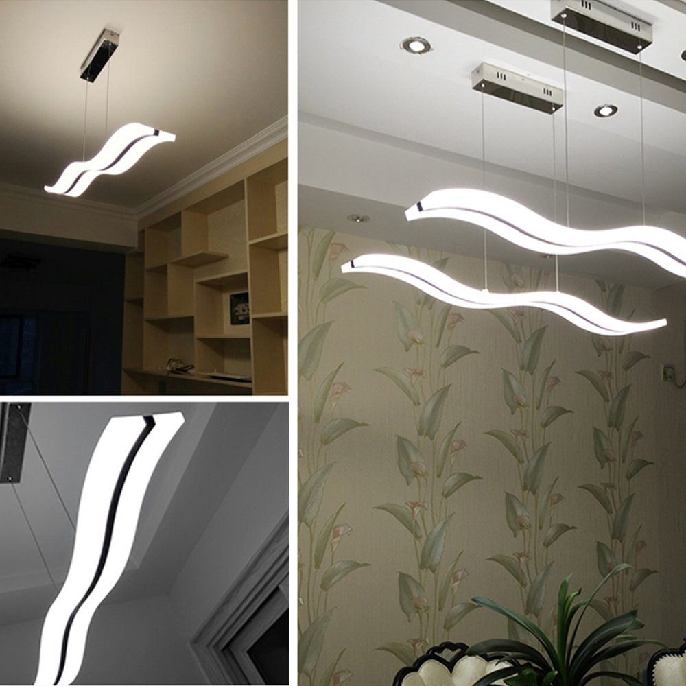 Daskoo Deckenleuchten LED Pendelleuchte Esstisch Deckenlampe, Neutral, für Modern Esszimmer Warmweiß, Fernbedienung, integriert, LED wellig mit Hängelampe dimmbar fest Hängelampe Kaltweiß