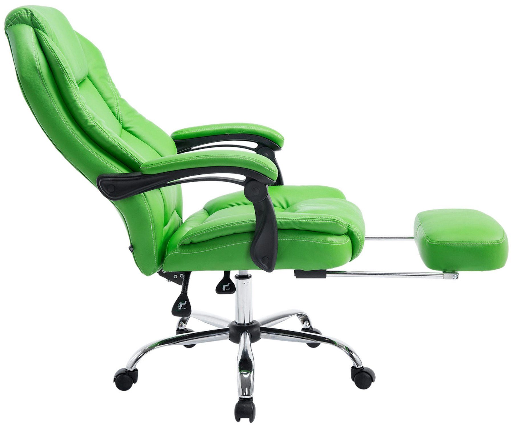 TPFLiving Bürostuhl Castan mit - grün XXL), Kunstleder (Schreibtischstuhl, Drehstuhl, Sitzfläche: Metall Chefsessel, drehbar Gestell: Bürostuhl Rückenlehne - bequemer chrom höhenverstellbar 360° und