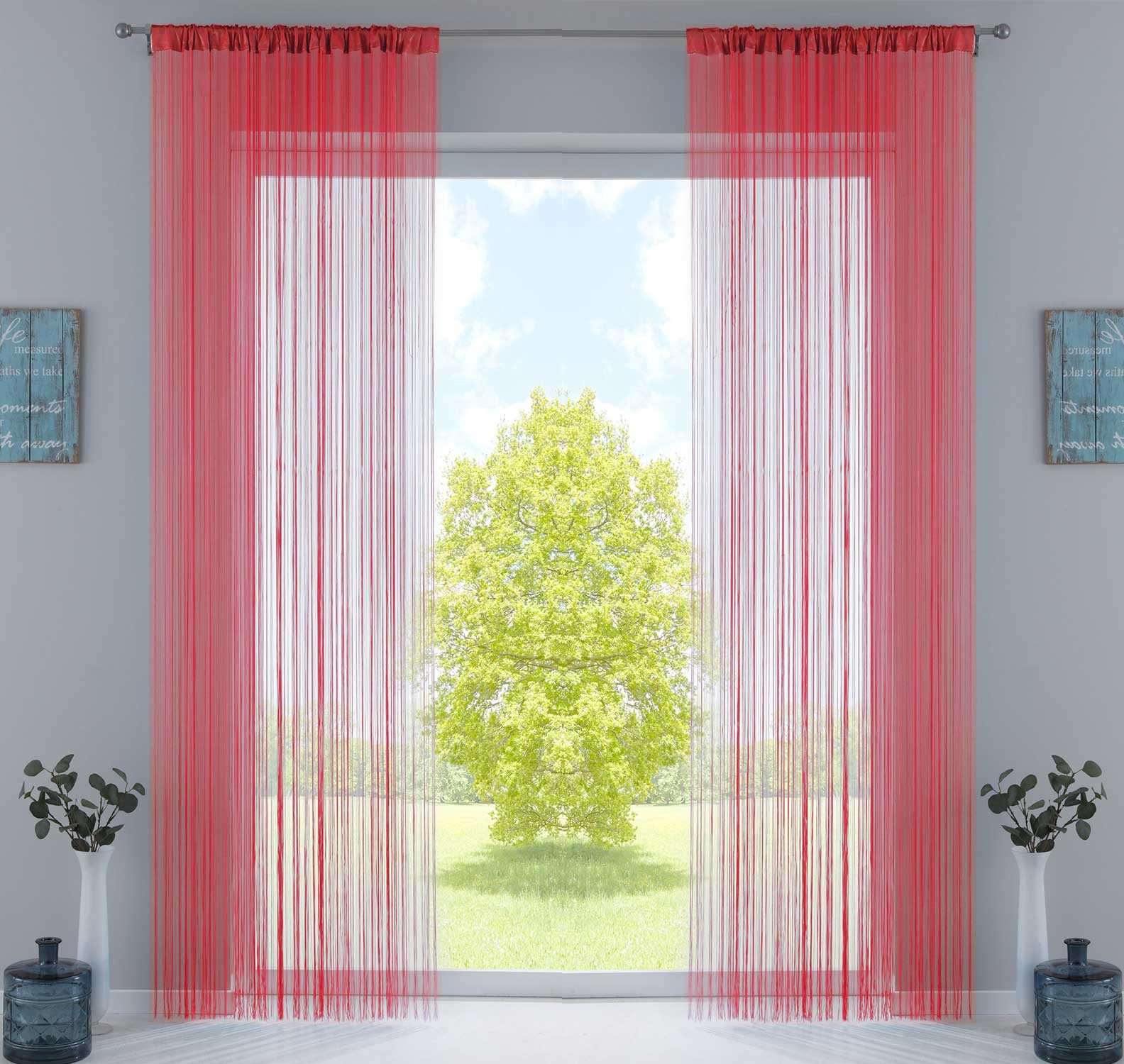 Gardinenbox Fadenvorhang (2 St), Multifunktionsband, transparent, Fadengardinen Tunneldurchzug Flauschband Multiband Raumteiler 20303MB2