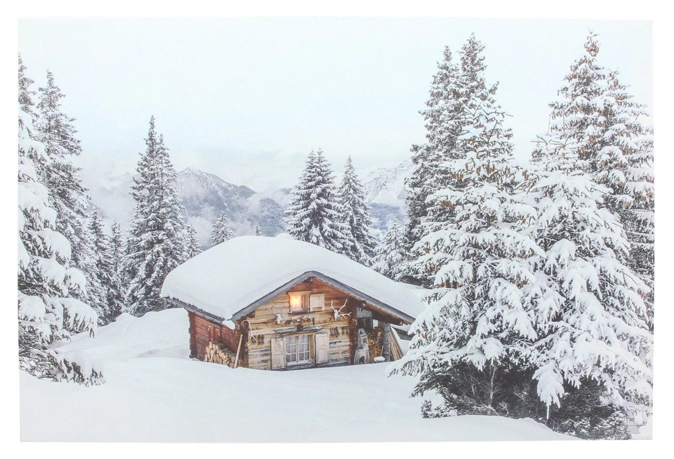 Home-trends24.de Leinwandbild LED Bild Winterlandschaft Leinwand Beleuchtet Weihnachten Wand Deko