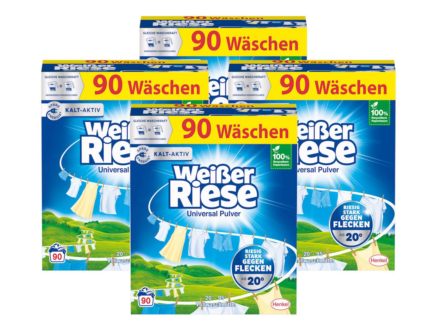 Weißer Riese WEISSER RIESE Pulver 360 WL (4x 90 WL) Universal Waschpulver 4,5kg Vollwaschmittel