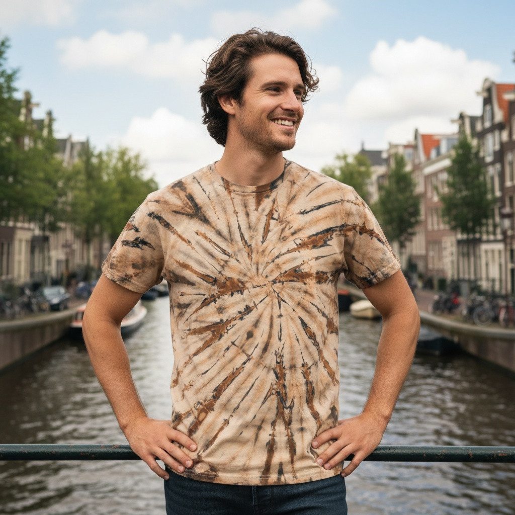Guru-Shop T-Shirt Batik T-Shirt, Herren Kurzarm Tie Dye Shirt -.. Goa Style, alternative Bekleidung, Handarbeit, Hippie, Festival