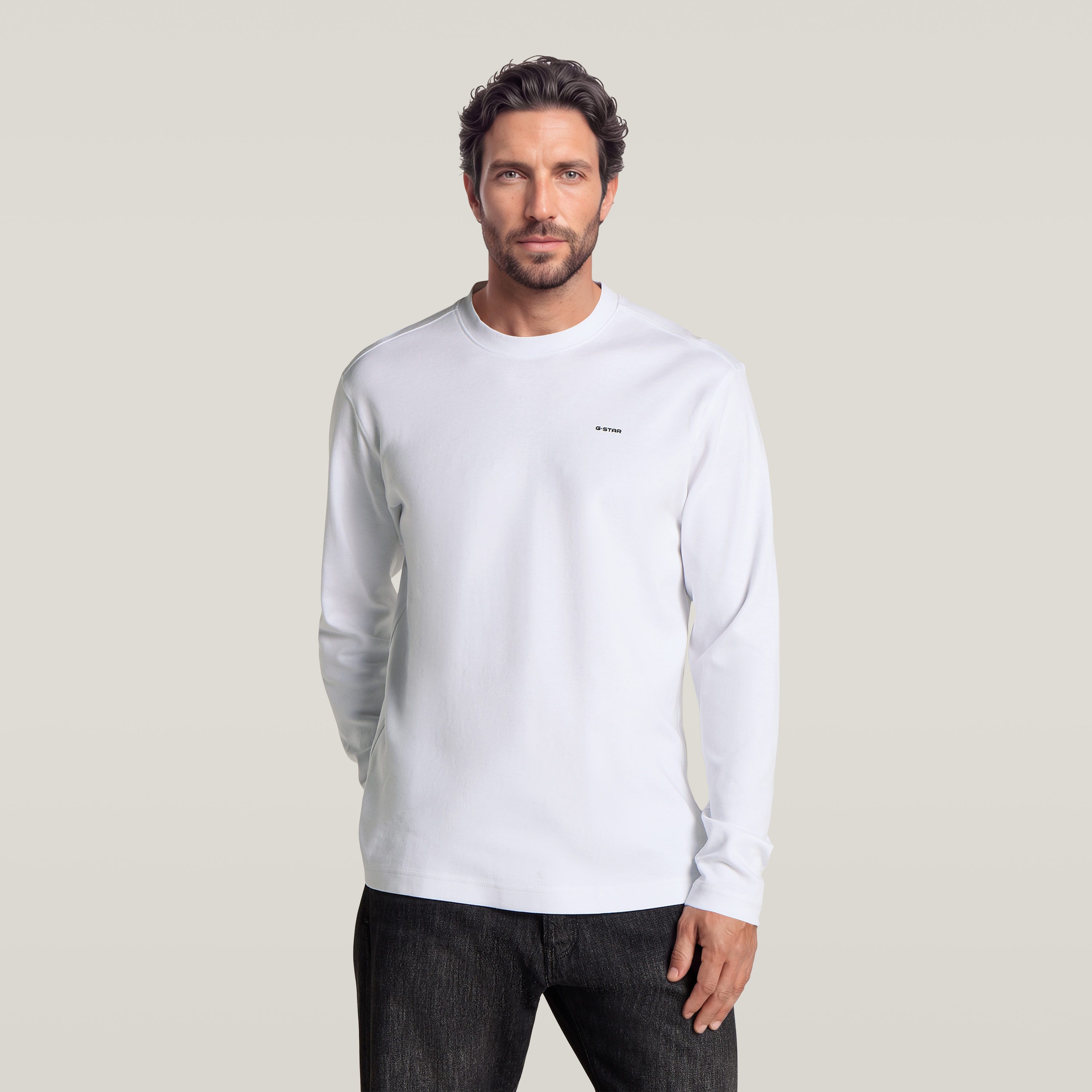 G-STAR Langarmshirt True Regular r t ls aus Baumwolle, Rundhals