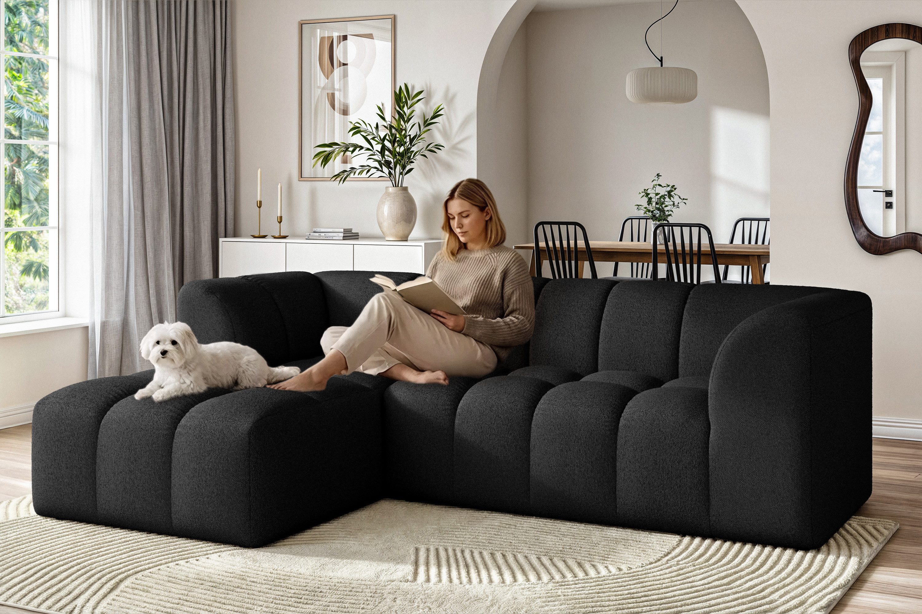 OTTO home Ecksofa TUURE L-Form, Verlässliche Qualität, moderne Steppung, Breite 255cm, Bubble Optik, moderne Steppung, hoher Sitzkomfort, …