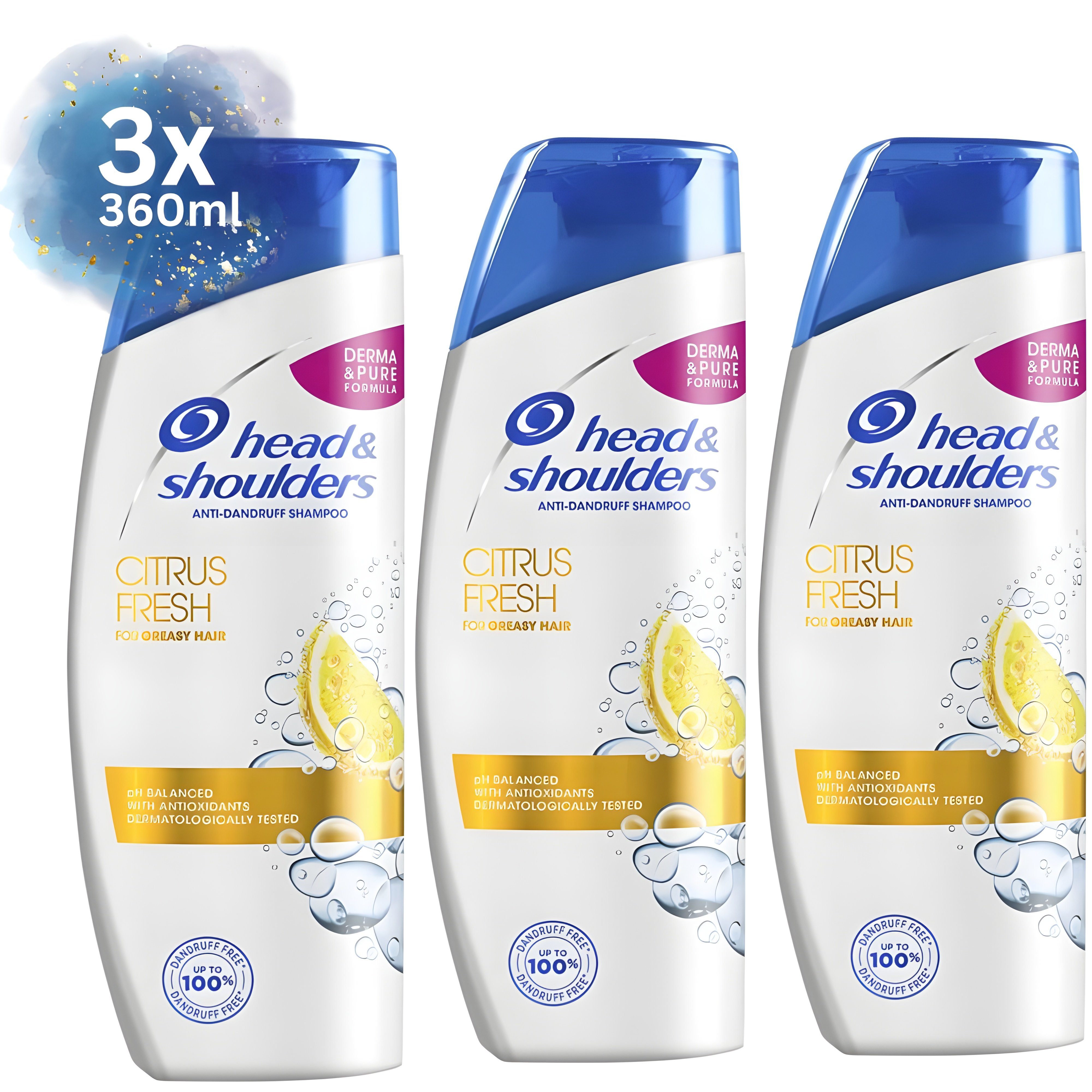 Head and Shoulders Haarshampoo 2in1 Anti Schuppen, 1er 3er 6er - Pack, 360 ml, Citrus, Classic, Menthol, Volume