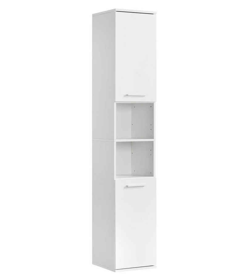 mokebo Hochschrank Der Kapitän (mit 5 Einlegeböden) hoher Badschrank oder Badezimmerschrank Weiß mit 33cm Breite