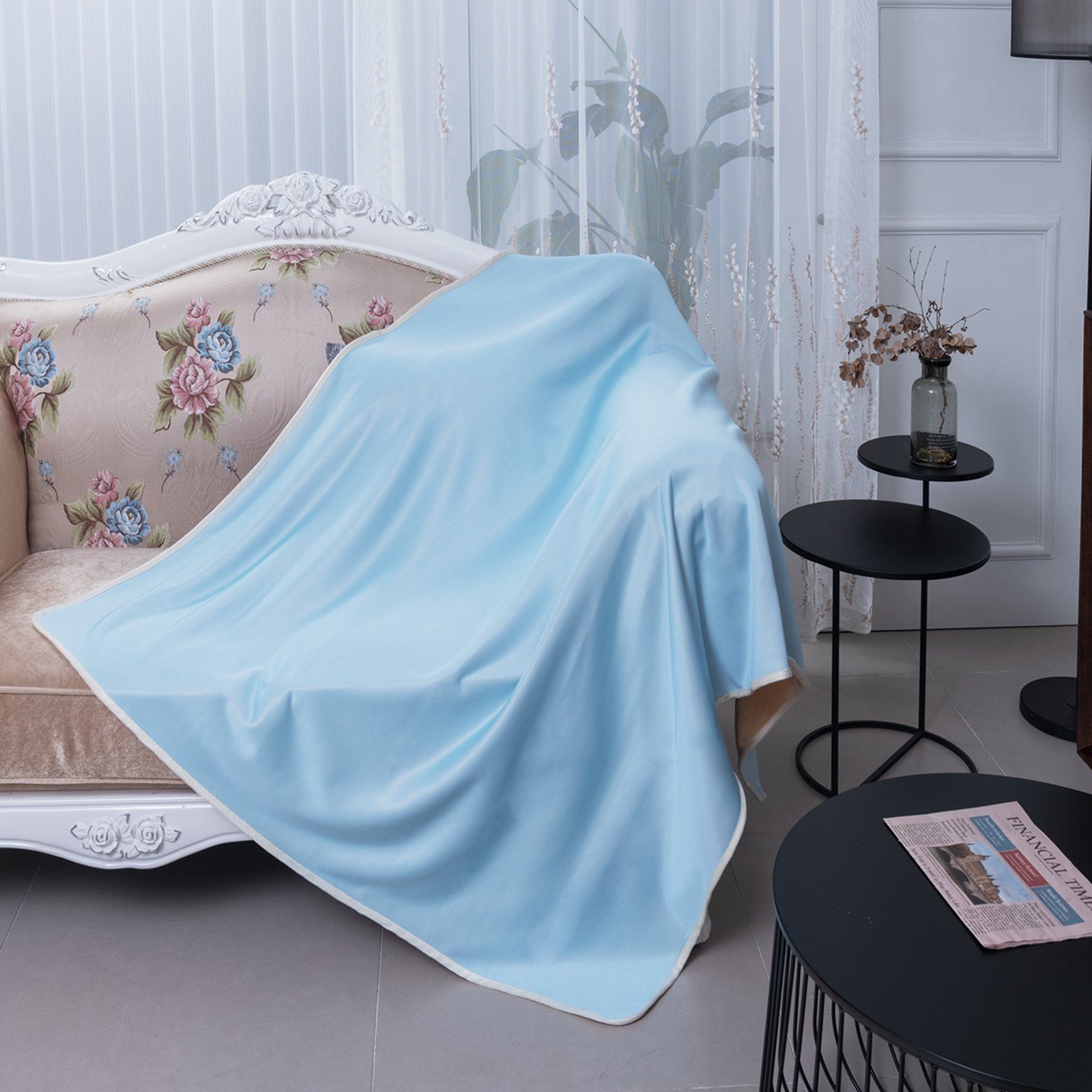 Tagesdecke Sofa-Bettzeug, kühlend, Sommerdecke Baby-Decke Rosnek, für superweiches Blau doppelseitig, 152x127cm, Flanell-Fleece;