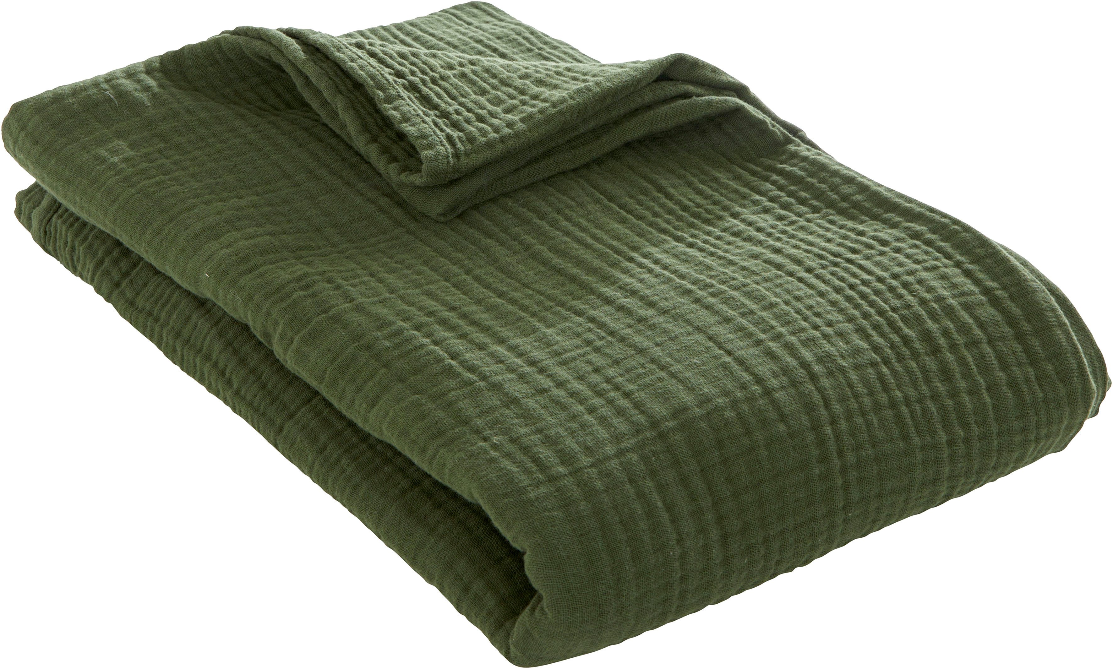 Wohndecke HEVIN, LeGer Home by Lena Gercke, Tagesdecke im Baumwoll-Crinkle-Effekt, Musselin, Kuscheldecke