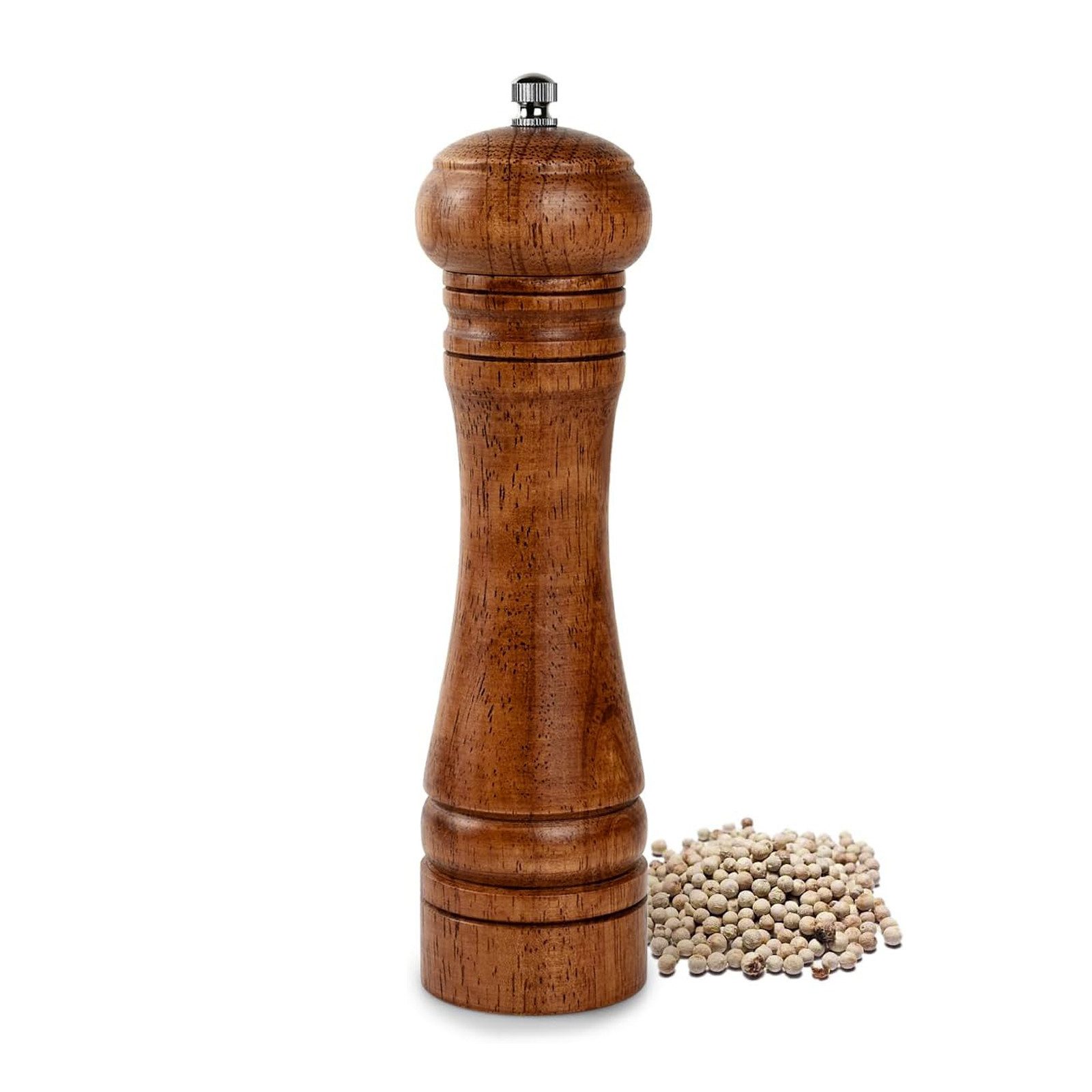 BlingBin Salz-/Pfeffermühle 8-Zoll-Salz- und Pfeffermühle aus Eichenholz mit Keramikmahlwerk manuell, (1 Stück), verstellbarem Keramikmahlwerk für Camping, Picknicks, Grillabende