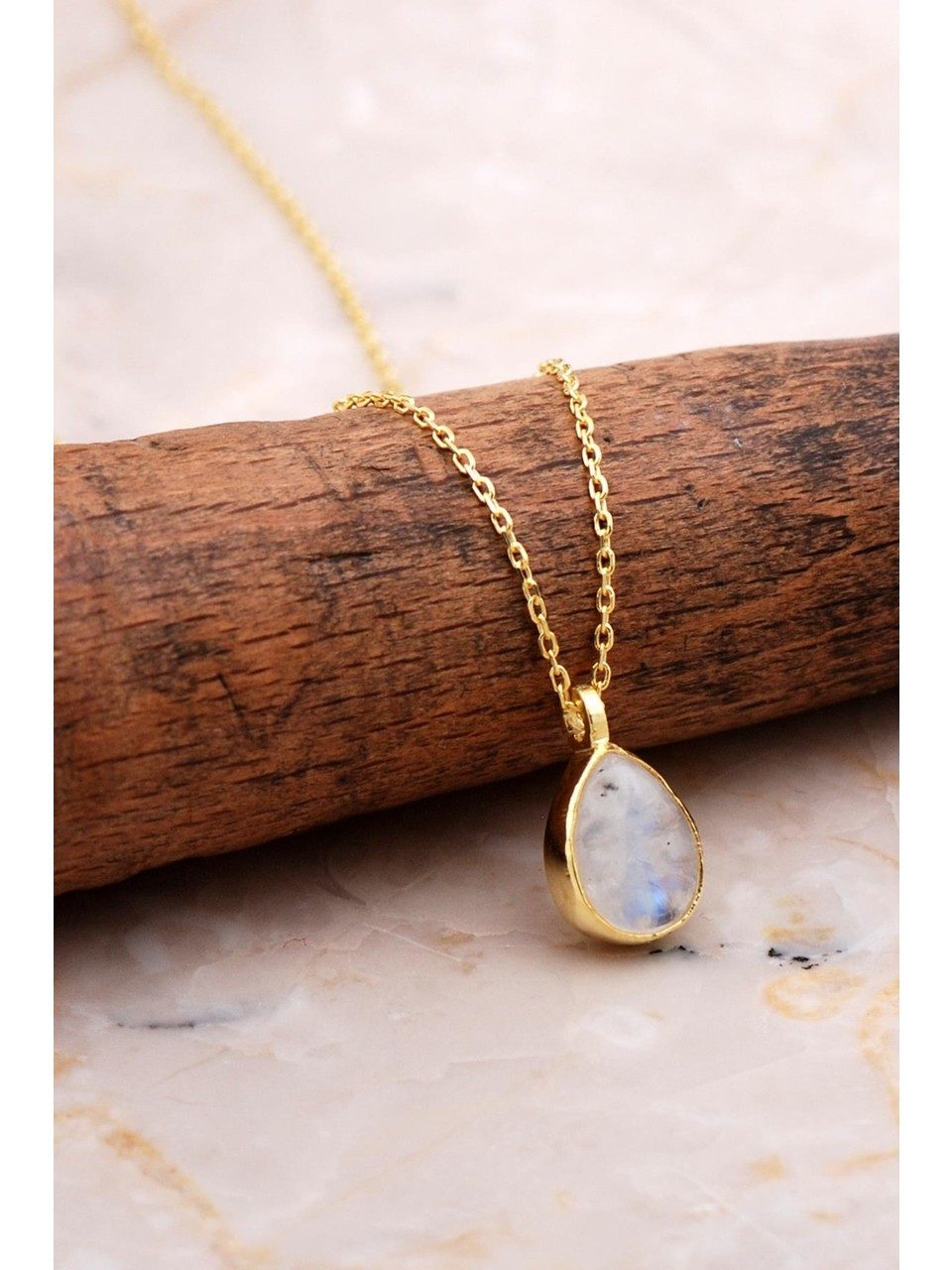 Nisan Kette und Anhänger Set, Feine Halskette mit Mondstein im Tropfendesig günstig online kaufen