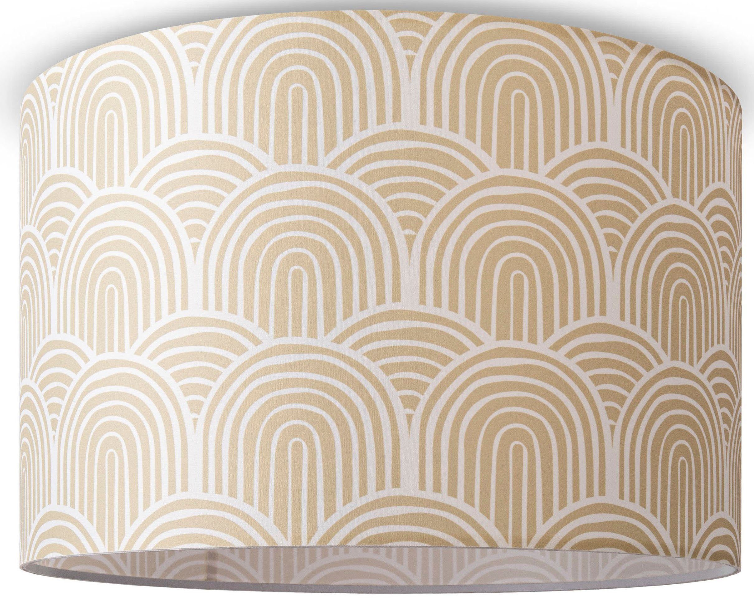 Paco Home Deckenleuchte Hugo Pillar, ohne Leuchtmittel, Mit Stoffschirm Deckenleuchte Rund Decke Modern Abstrakt Retro