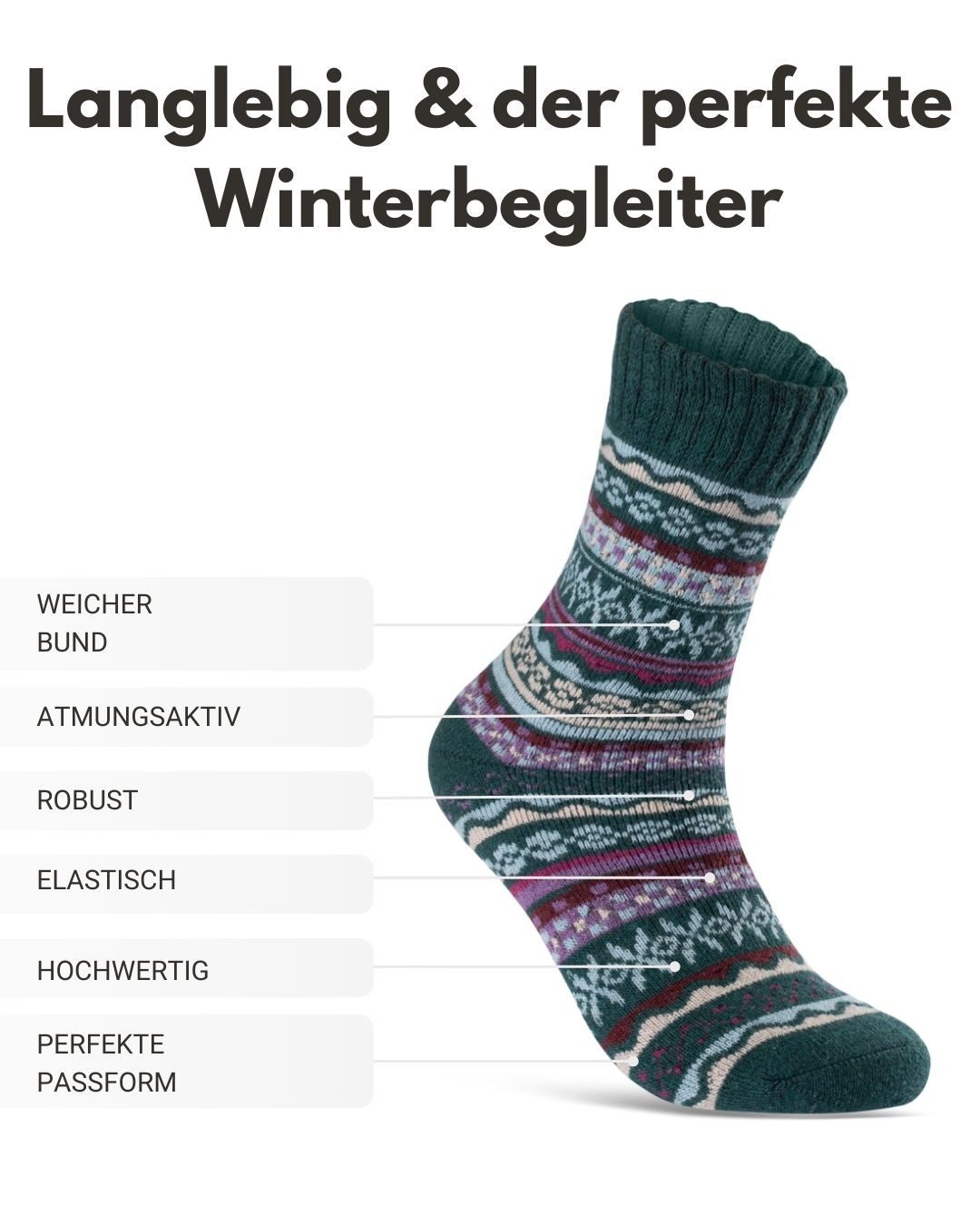 sockenkauf24 Thermosocken 5 Paar Wollsocken warme Wintersocken Damen & Herren Vollfrottee (5-Paar) mit Komfortbund