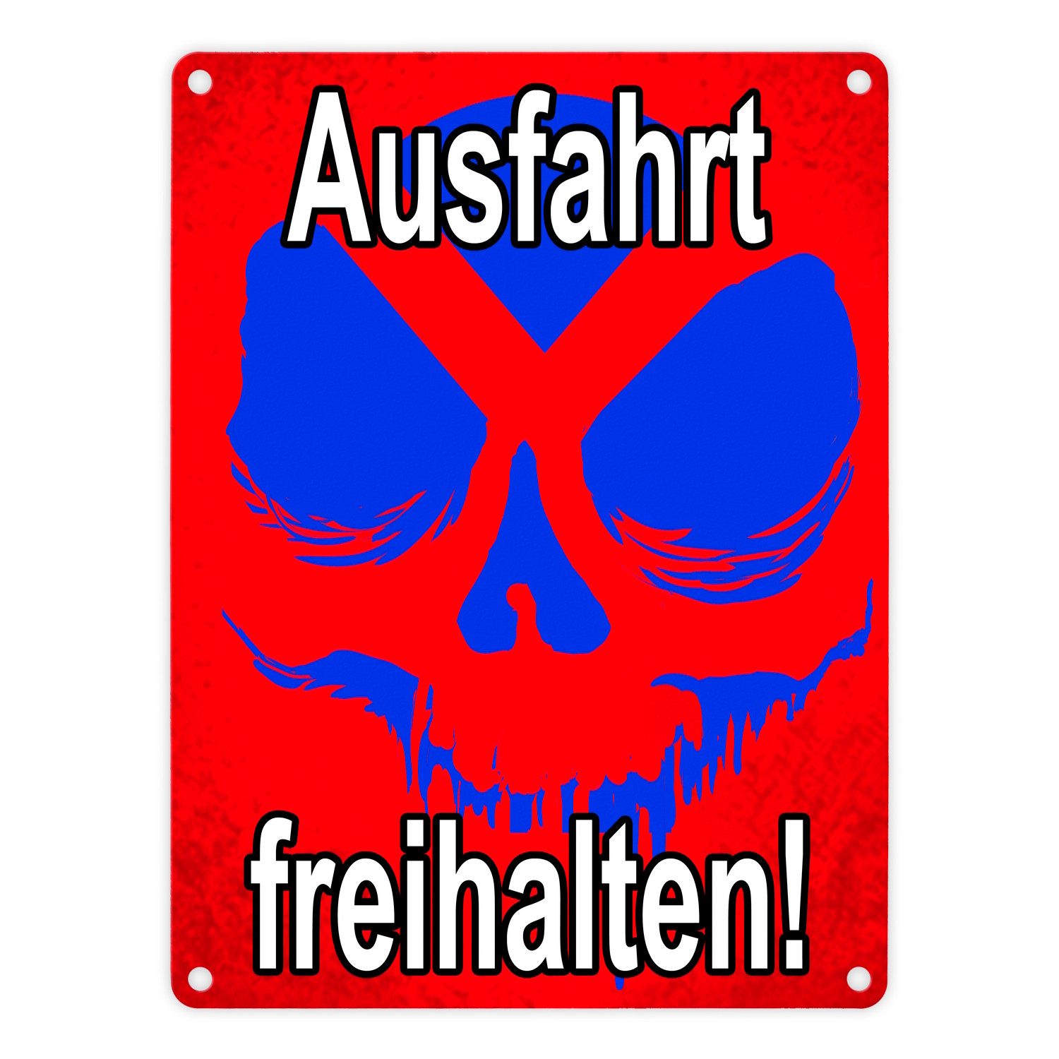 Metallschild Metallschild in 15x20 cm Ausfahrt freihalten! mit Totenkopf