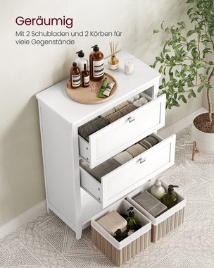 VASAGLE Badkommode Badezimmerschrank, Badschrank mit 2 Schubladen, 2 Körbe