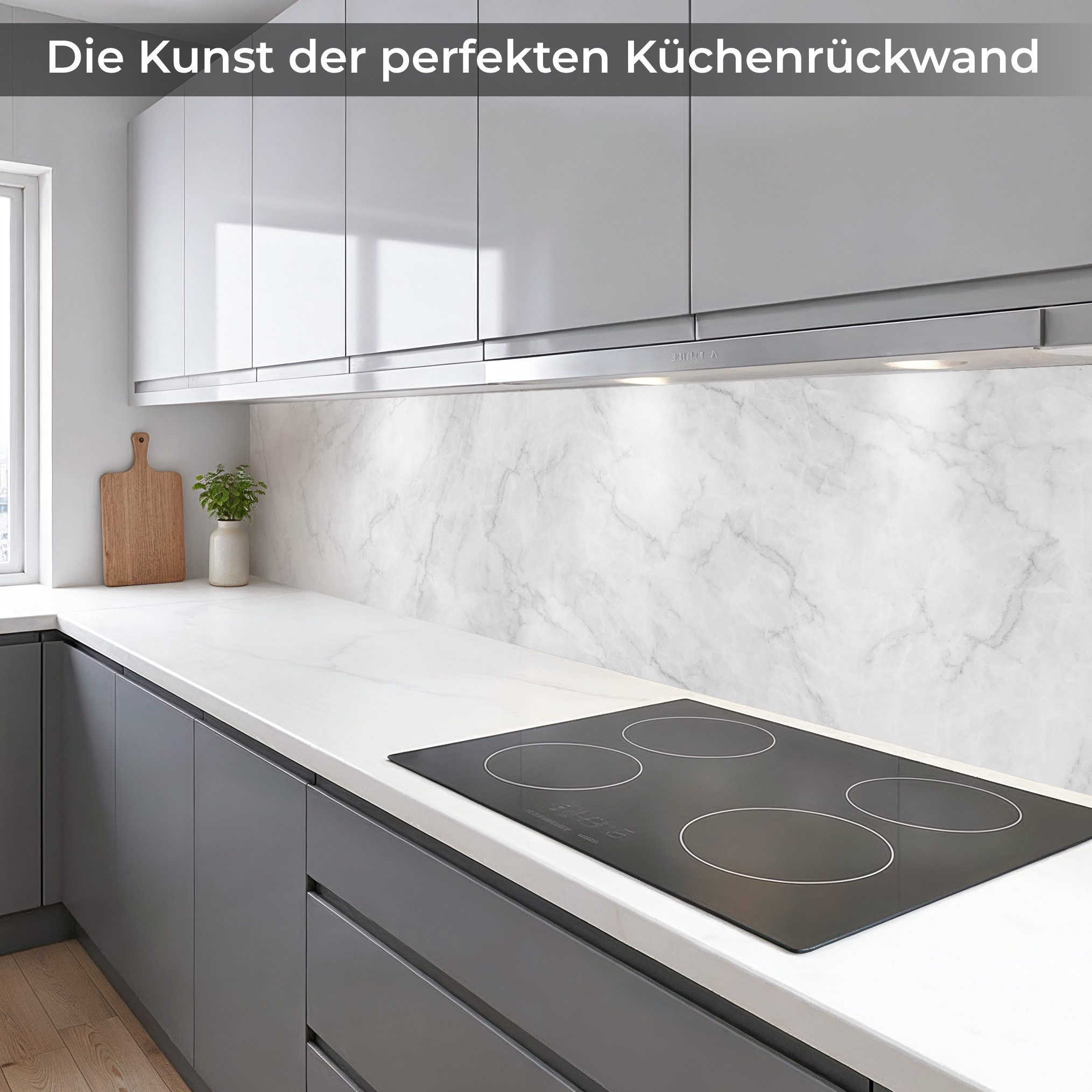 Rodnik Küchenrückwand Marmor Weiß, monolithische ABS-Platte mit Direktdruck, formstabil und langlebig