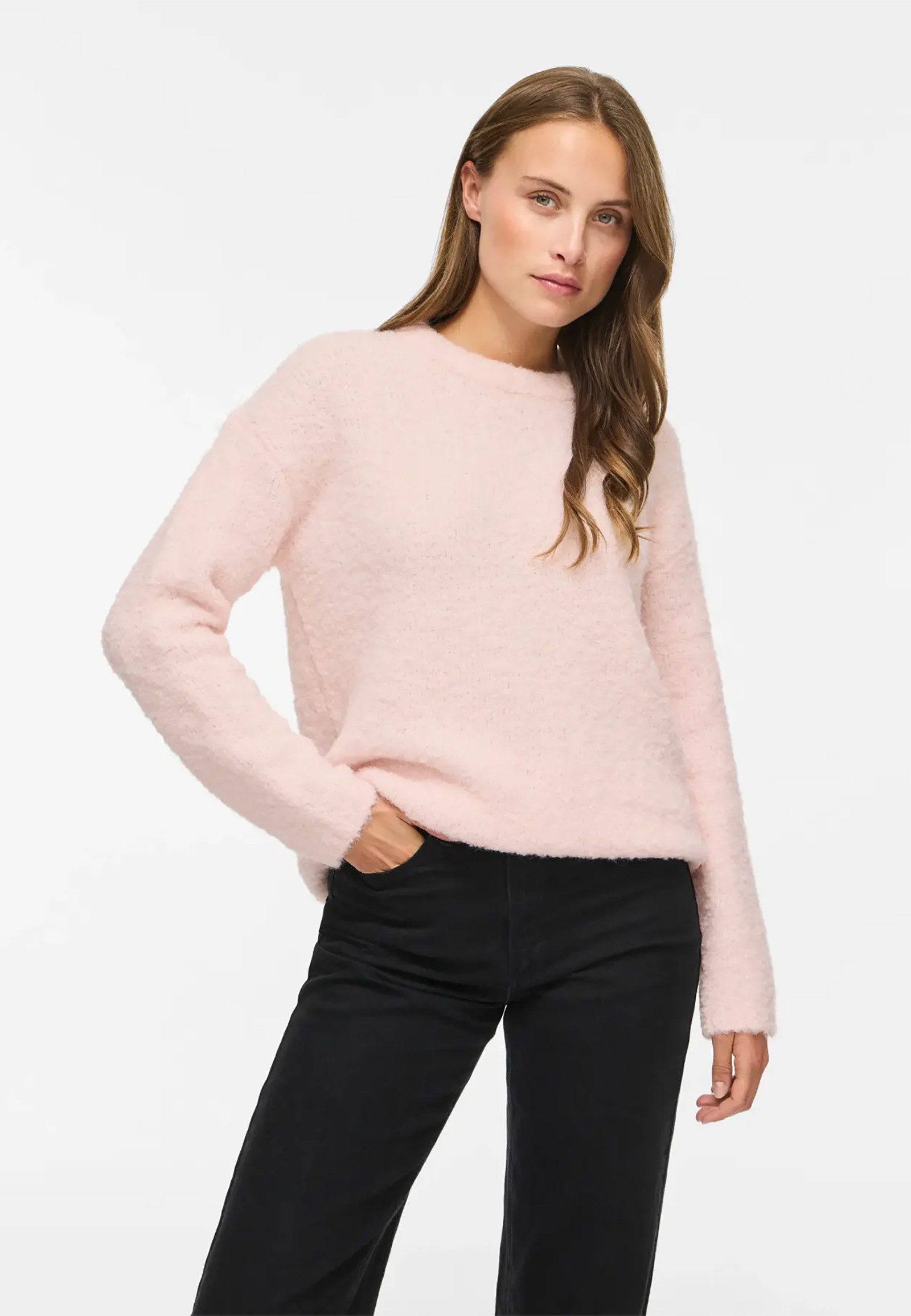 Vila Strickpullover Flauschige Struktur Rundhals Langarm für Damen (1-tlg) Recyceltes Material, Nachhaltigkeit, Weiche Strickoptik
