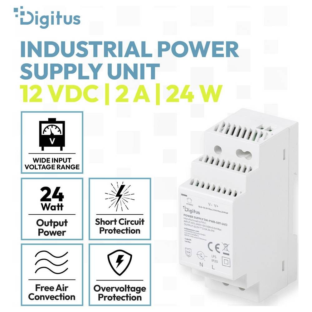 Digitus Hutschienen-Netzteil (DIN-Rail) 12 V/DC 2 A 24 W Inhalt 1 St. Hutschienen-Netzteil