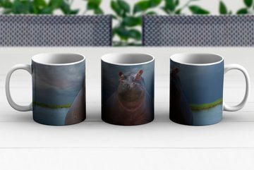 MuchoWow Tasse Nilpferd - Wasser - Wolken, Keramik, Kaffeetassen, Teetasse, Becher, Teetasse, Geschenk