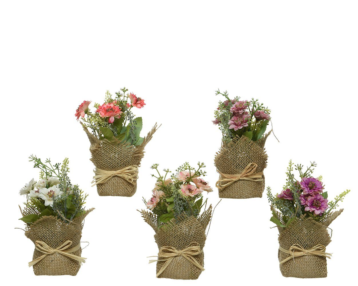 Kunstblume, Kaemingk, Kunstblumen im Jute Topf 17cm, 1 Stück farbig sortier günstig online kaufen