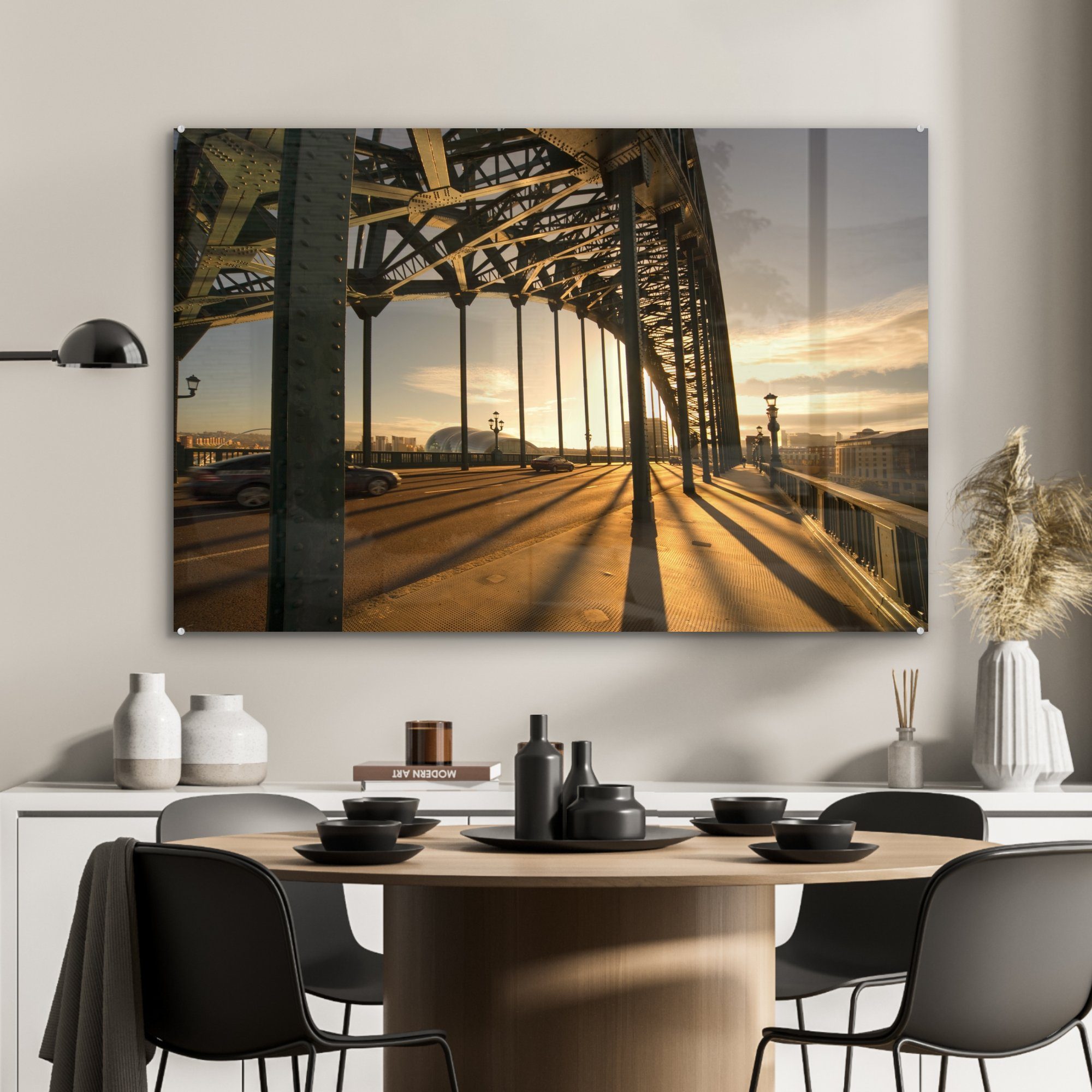 beleuchtet Die Acrylglasbilder Sonne Tyne-Brücke Wohnzimmer MuchoWow die Schlafzimmer St), in Newcastle-upon-Tyne, Acrylglasbild & (1