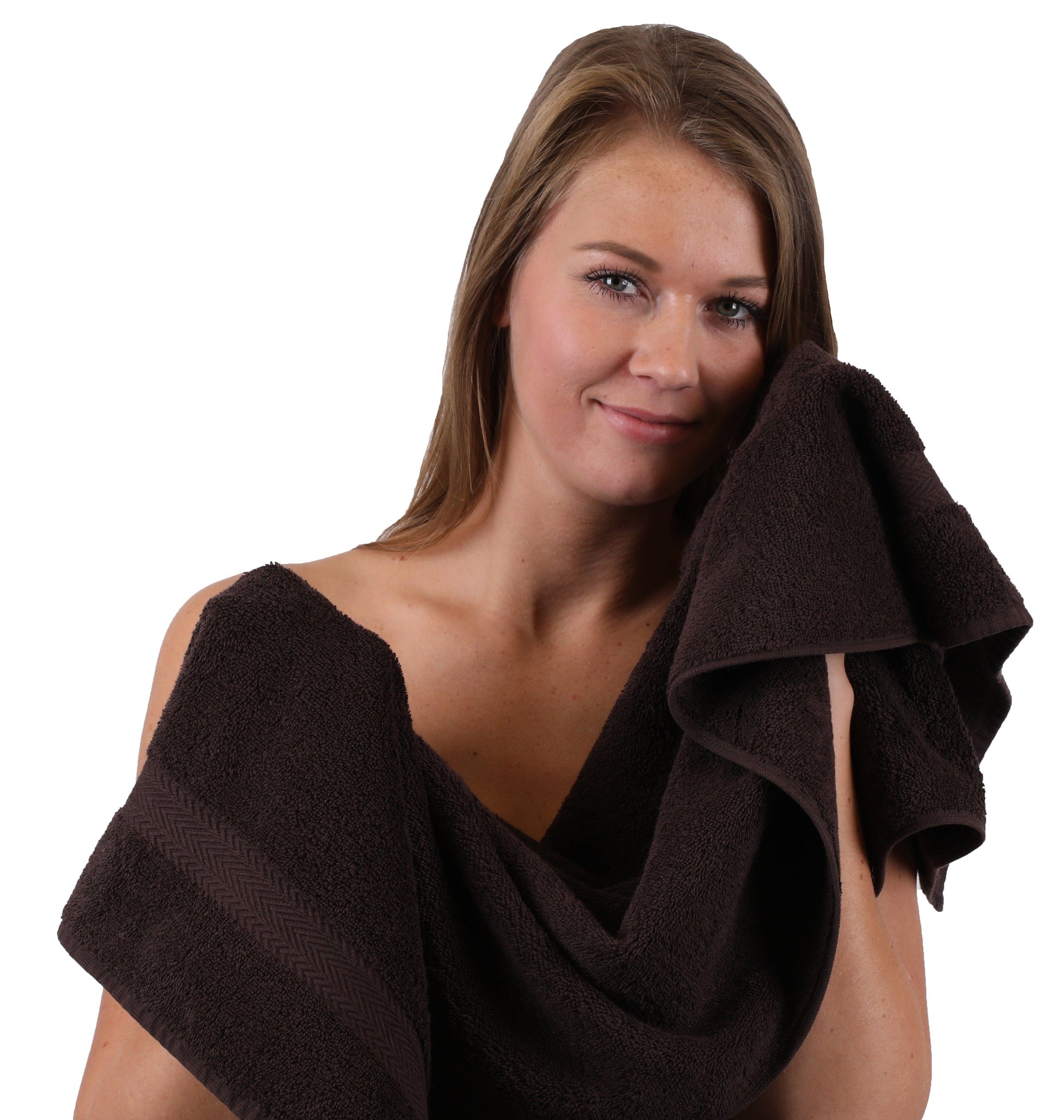 Betz Handtuch Set 10-tlg. Farbe Baumwolle nussbraun, 100% Handtuch-Set und dunkelbraun Classic