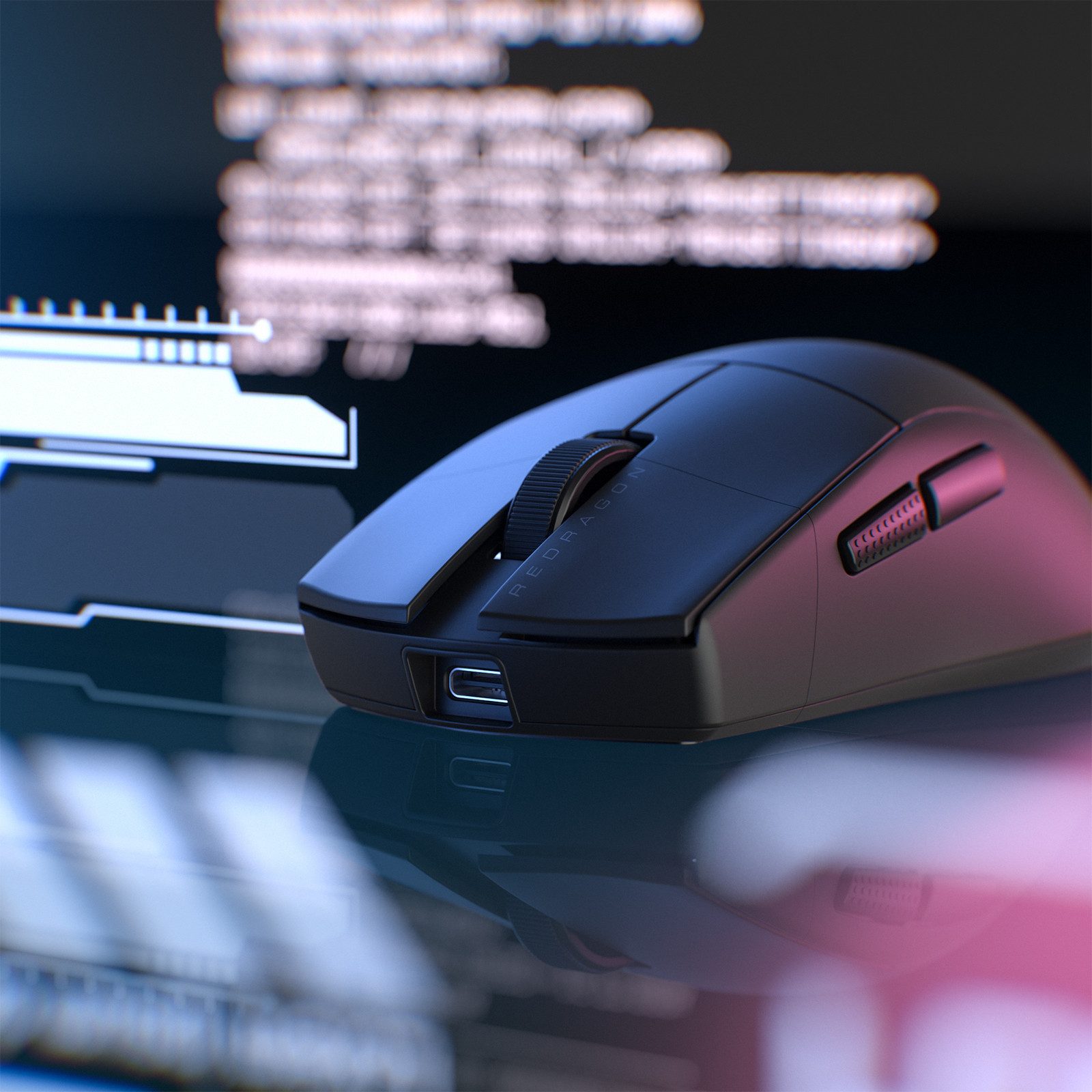 Redragon 2.4GHz/BT/Wired, Schwarz,0.2KG Gaming-Maus (Tri-Mode-Verbindung mit Bluetooth, 2,4 GHz und USB-C, Bis zu 26.000 DPI mit 5 Stufen)
