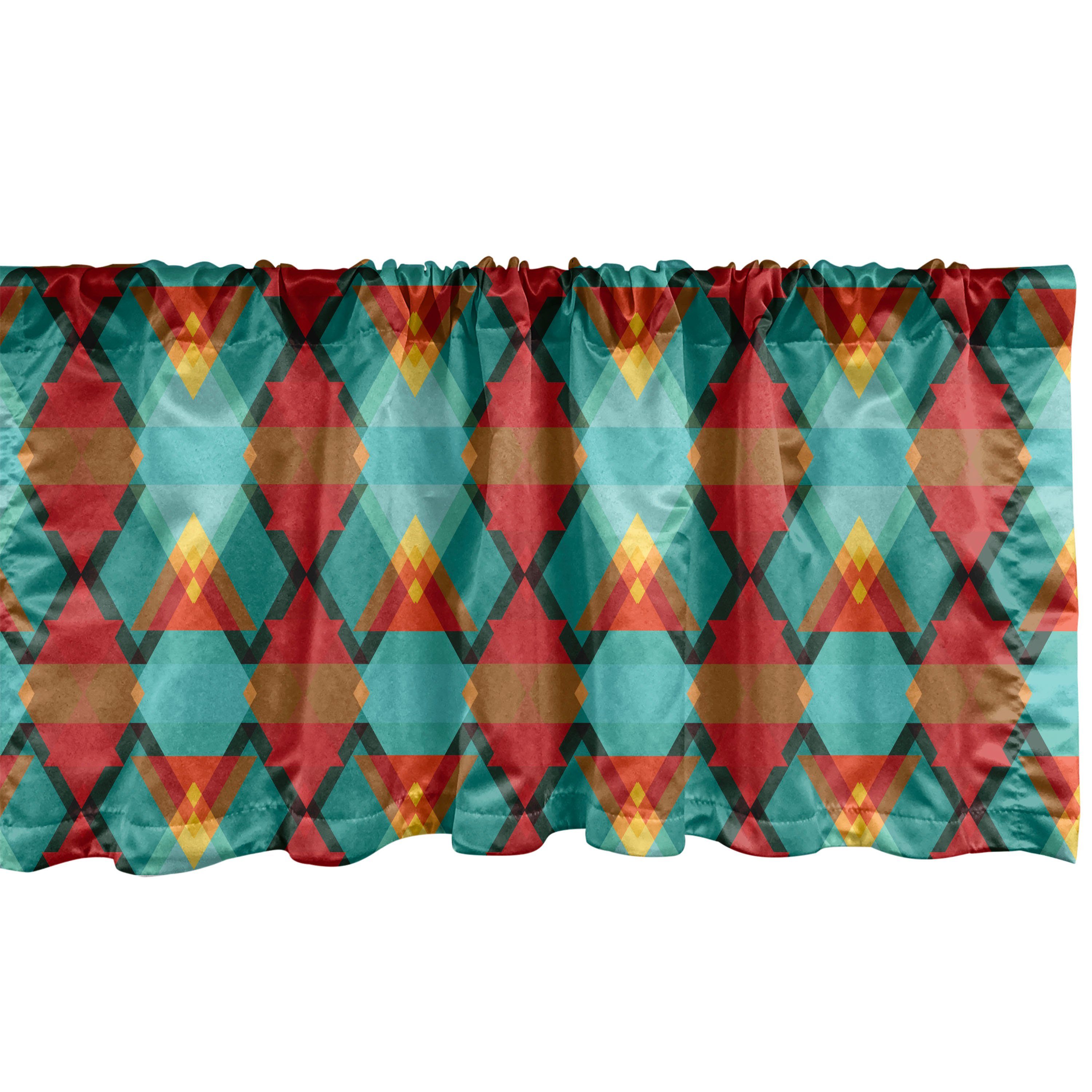 Scheibengardine Vorhang Volant für Küche Schlafzimmer Dekor mit Stangentasche, Abakuhaus, Microfaser, Geometrisch Schneidene Triangles
