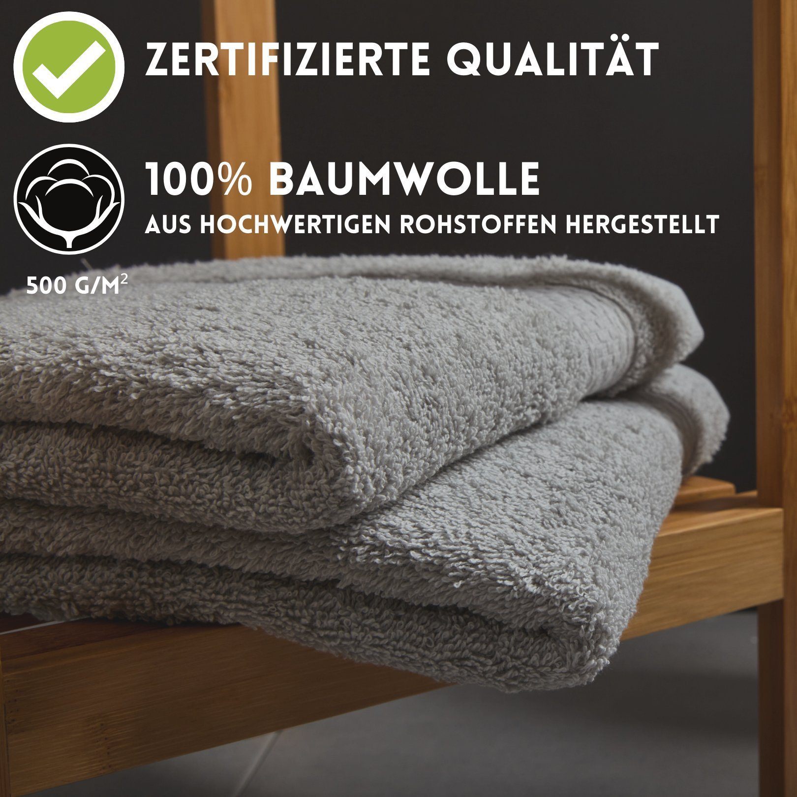 Hometex Premium Textiles Handtuch in saugfähig, Gästetuch Baumwolle, Zuhause, Ideal Premium schwere, Hotel-Qualität, und 8x Urlaub, und Frottier-Stoff Sauna, Therme, Extra Qualität g/m², sehr Kuschelig - 100% flauschige Feinster weich Sport 500 für