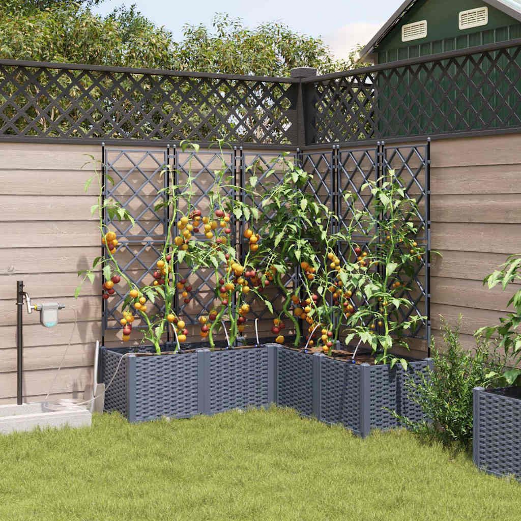 vidaXL Blumentopf Garten-Pflanzgefäß 5 pcs Hellgrau Kunststoff (5 St)