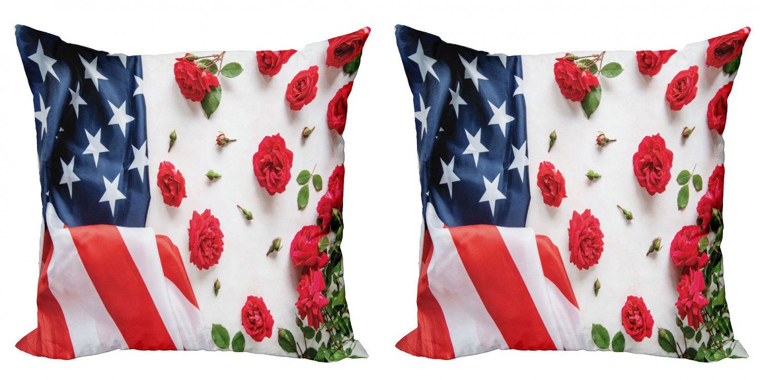 Kissenbezüge Modern 4. USA-Flagge Juli Doppelseitiger Liebe Digitaldruck, Stück), Rosen (2 Abakuhaus Accent