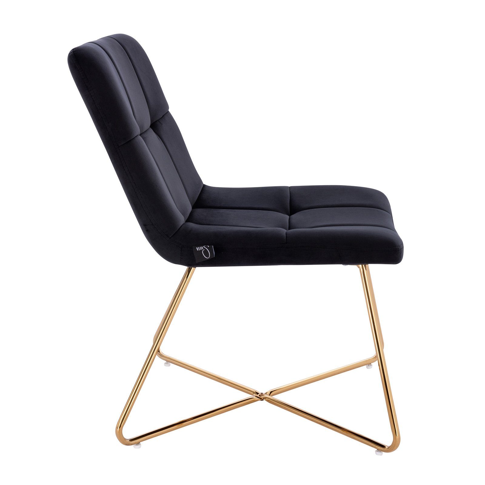 SVITA Loungesessel LYNN (1-St., Clubsessel), Cocktailsessel, ohne Armlehnen, Goldene Beine, Samt, Grau