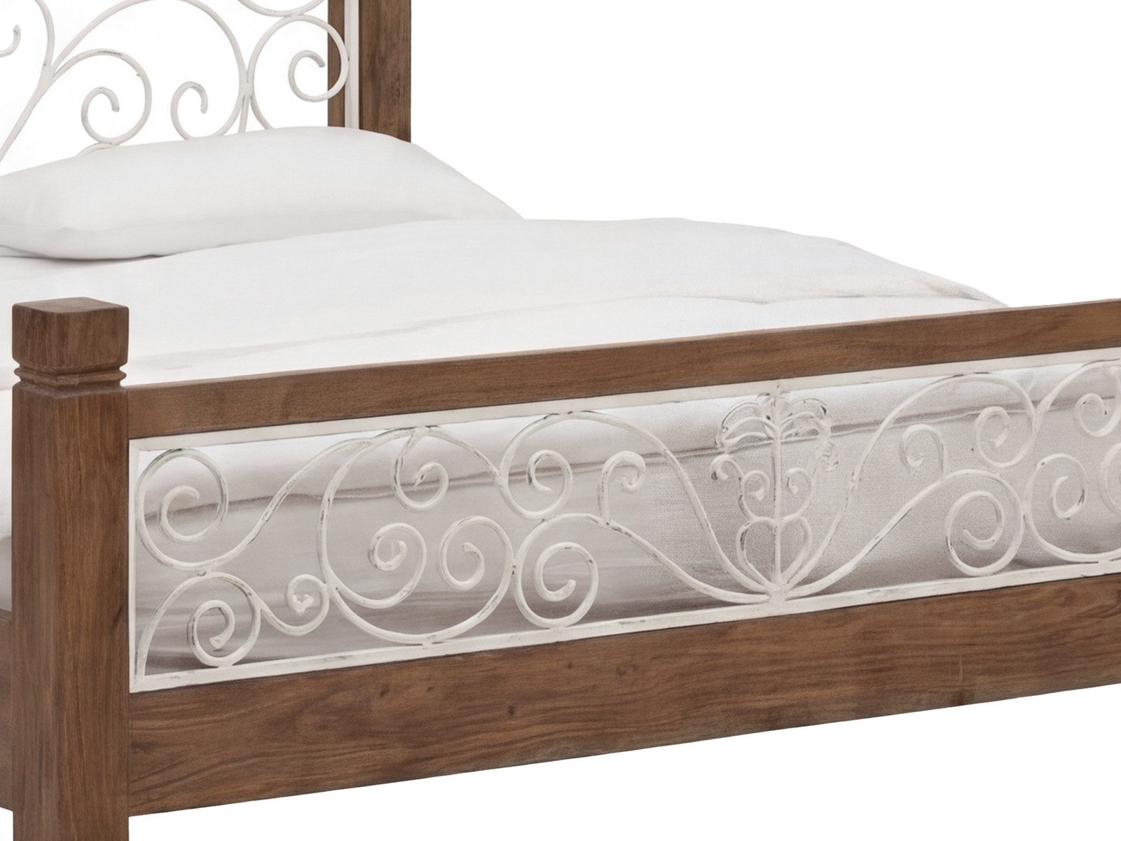 massivum Holzbett Tasmania Akazie Doppelbett mit Metall Landhausstil